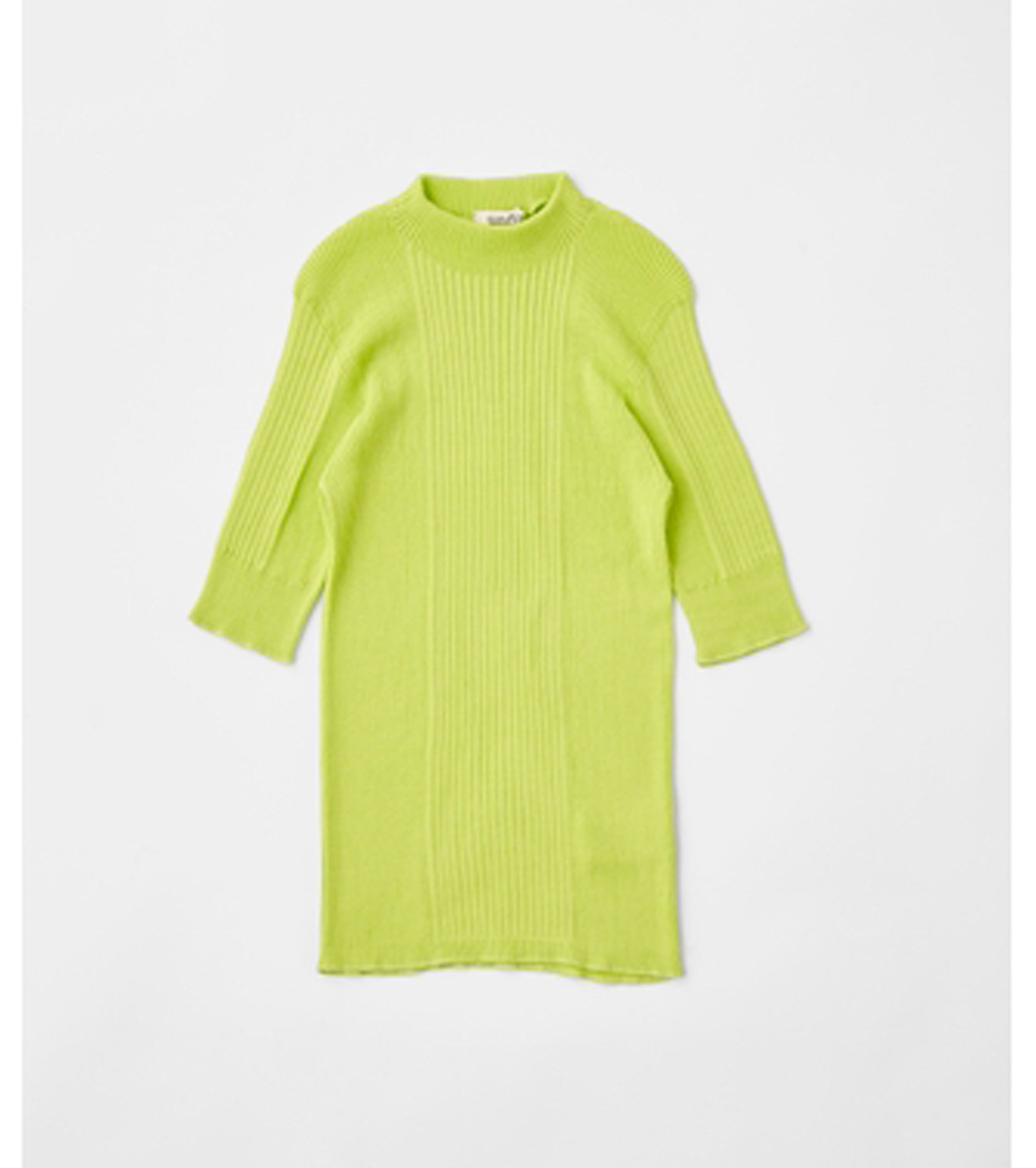 Unfil ハイ ツイストコットン リブ ニット セーター, Light Green