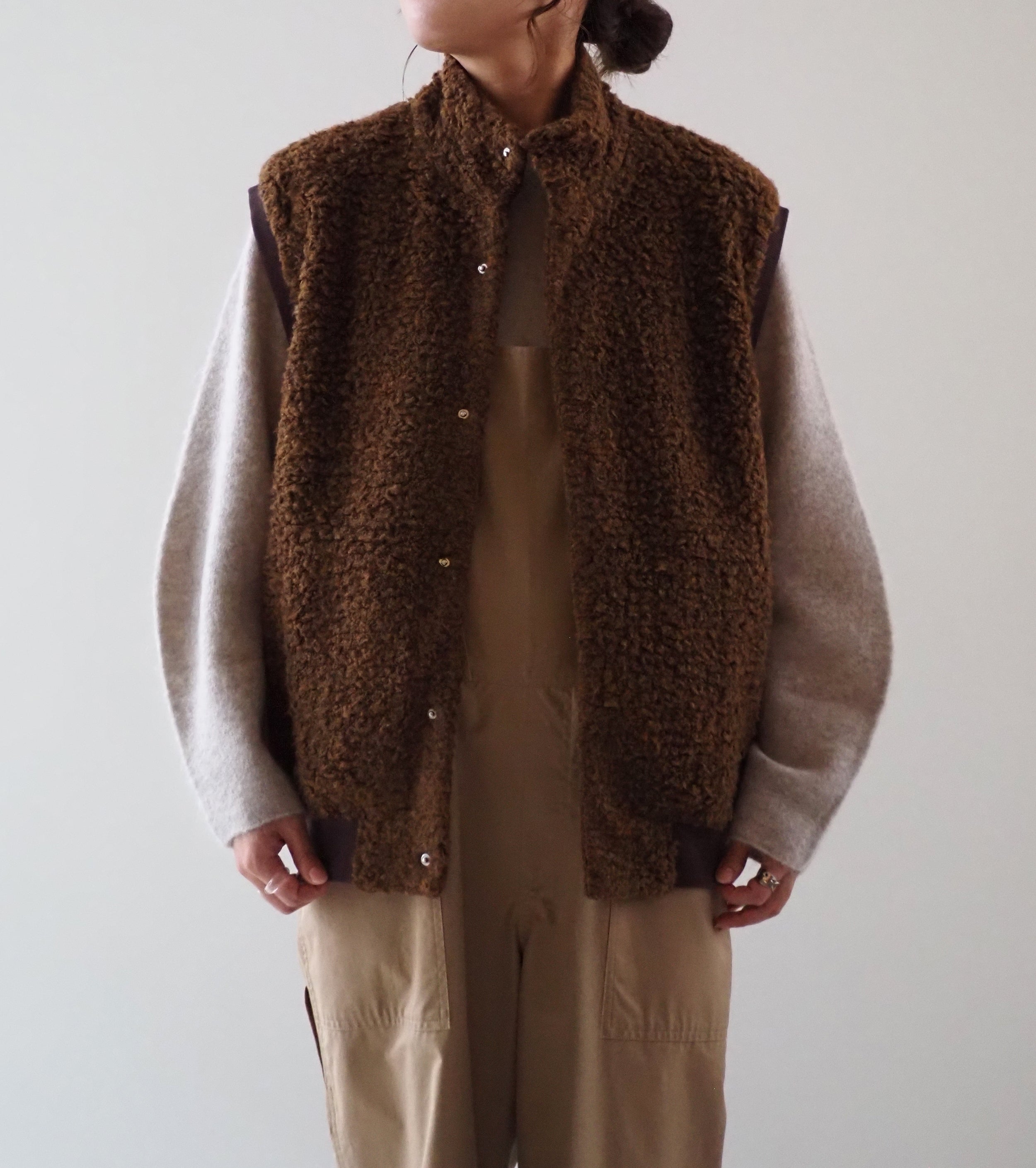 Yarmo ボア スリーブレス ジャケット ,  Brick
