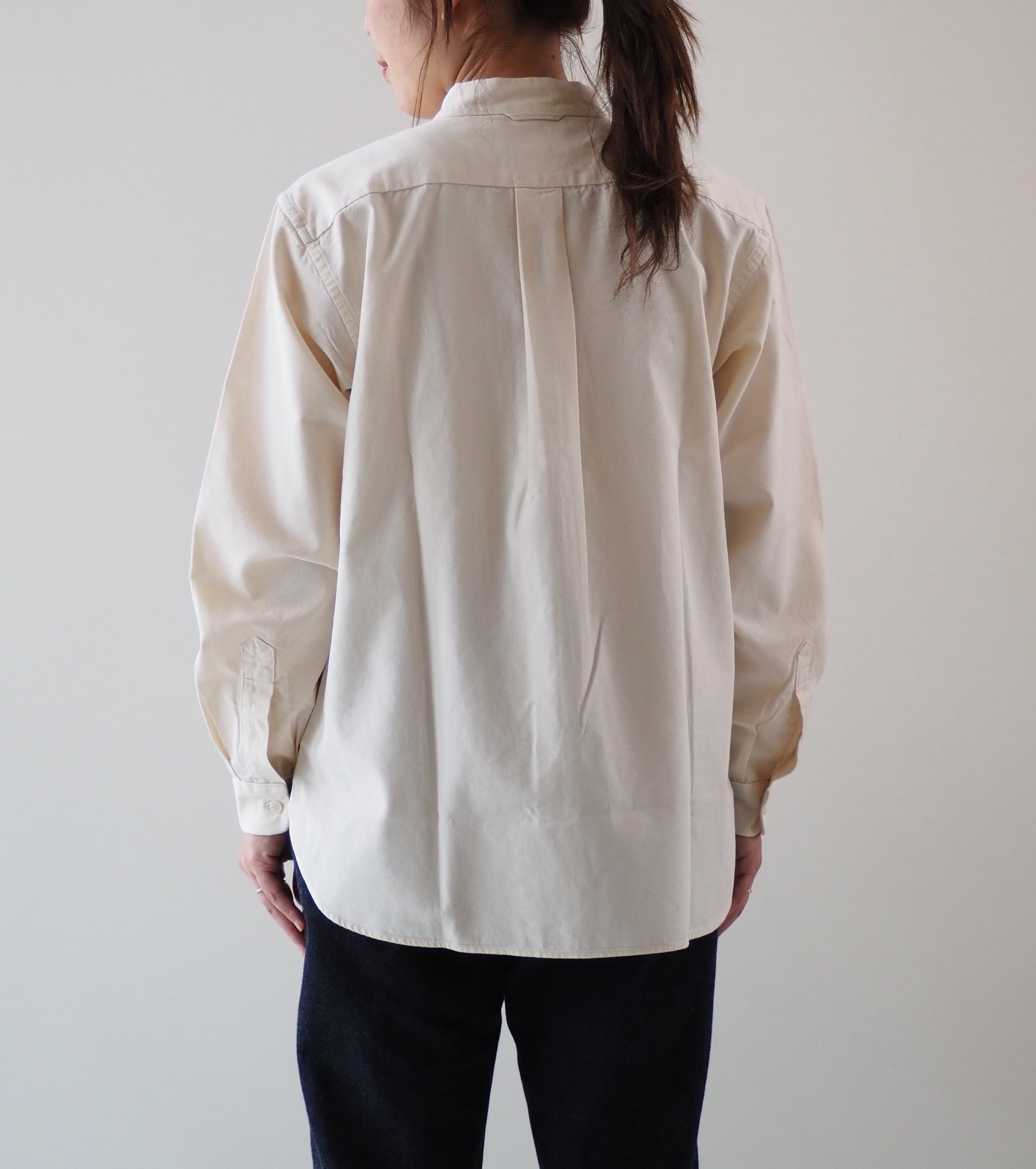 YAECA  CANVAS DESIGN Stand Collar Shirt , Natural