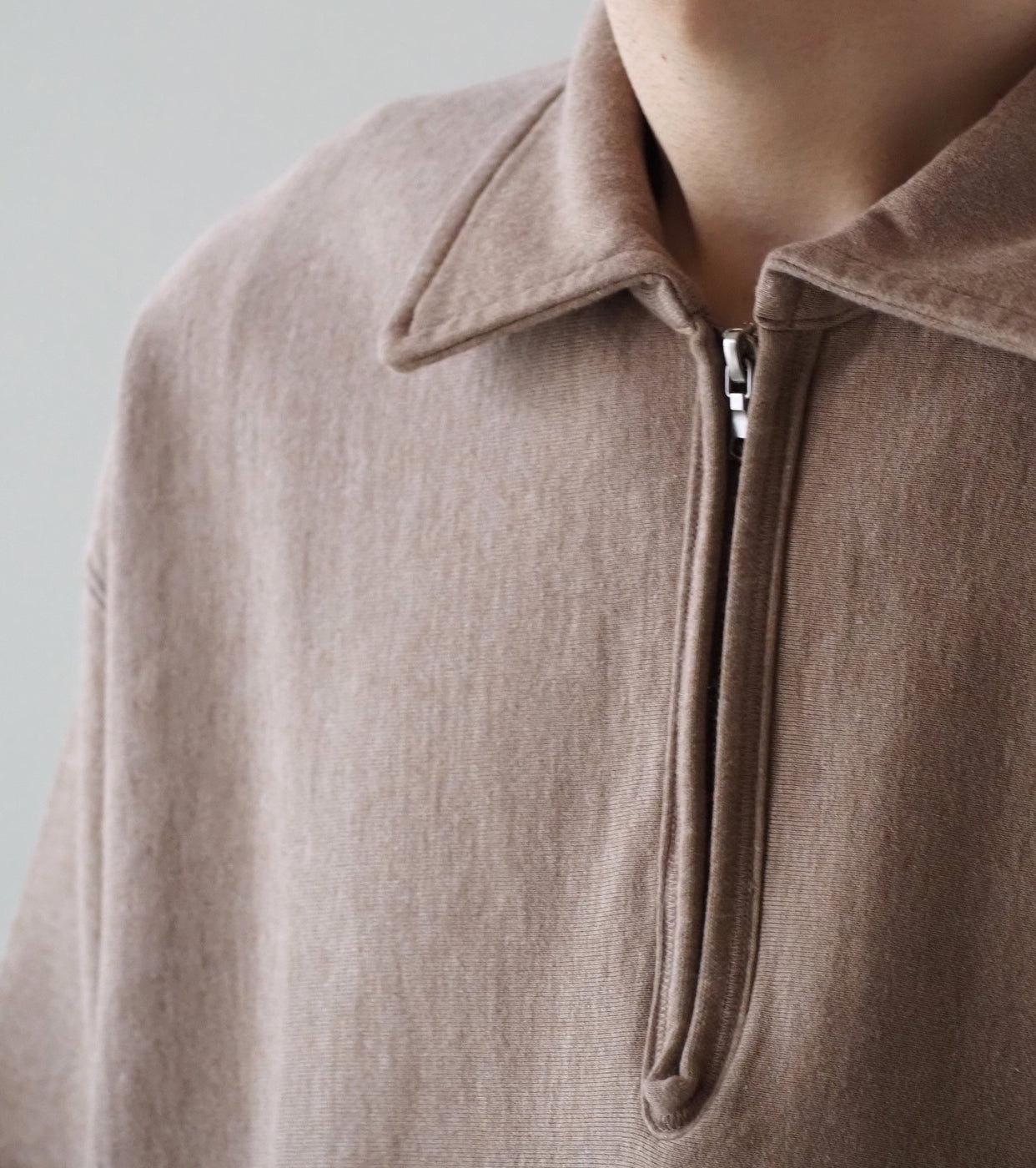 blurhmsROOTSTOCK シン スウェット ハーフジップ プルオーバー , Heather Beige