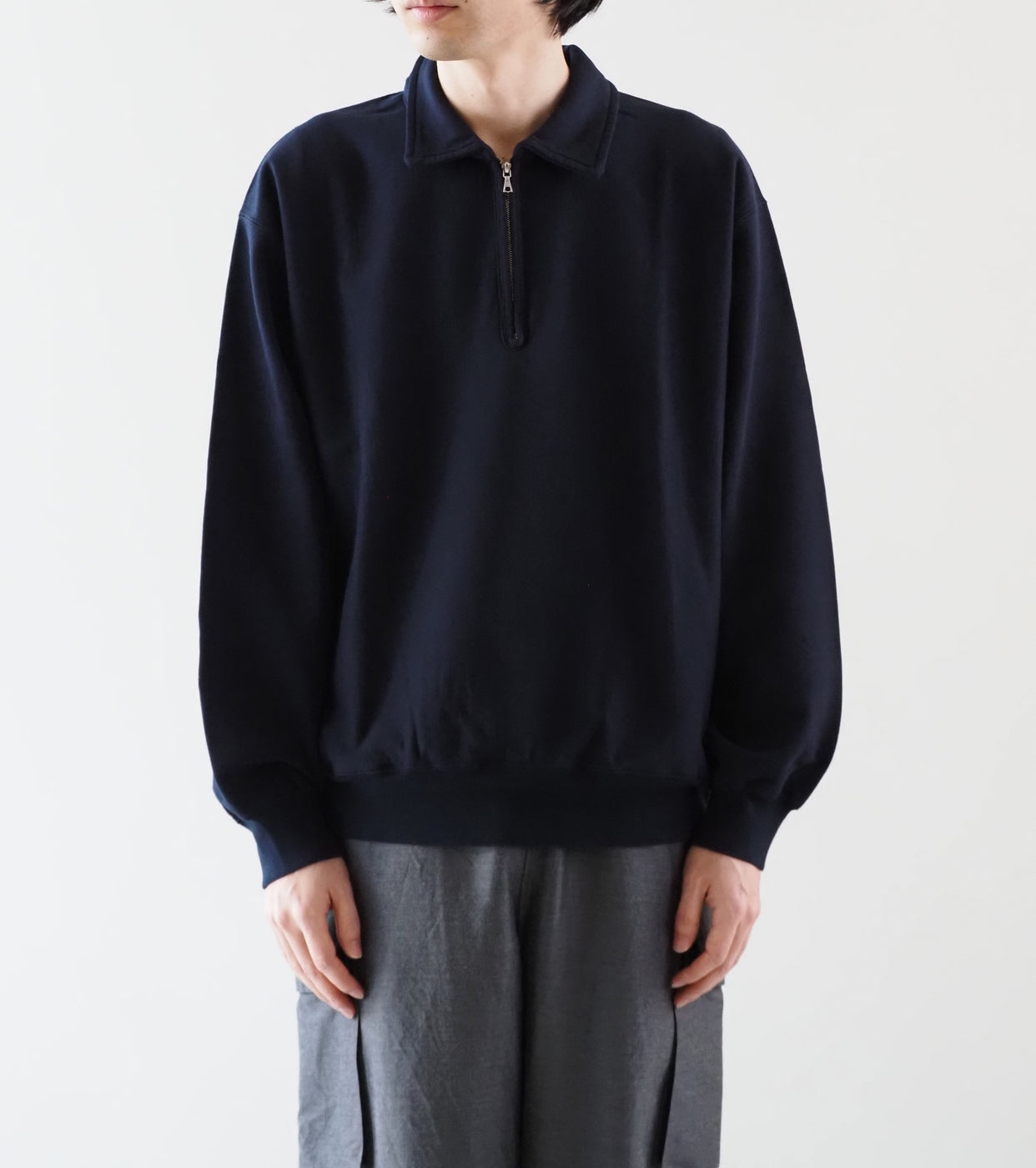 blurhmsROOTSTOCK シン スウェット ハーフジップ プルオーバー , Dark Navy