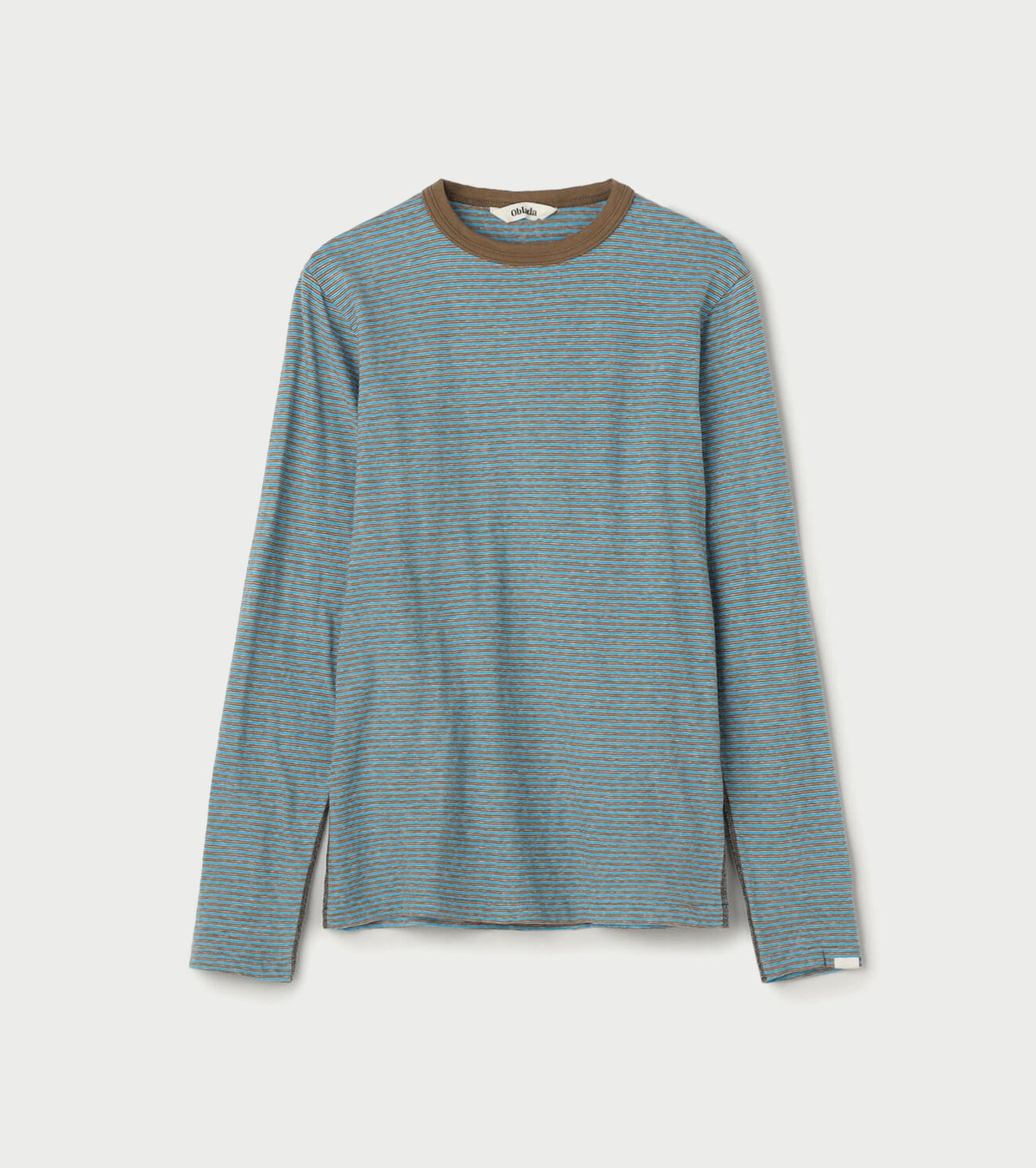 Oblada マルチ ボーダー ロング ティーシャツ , Chocomint