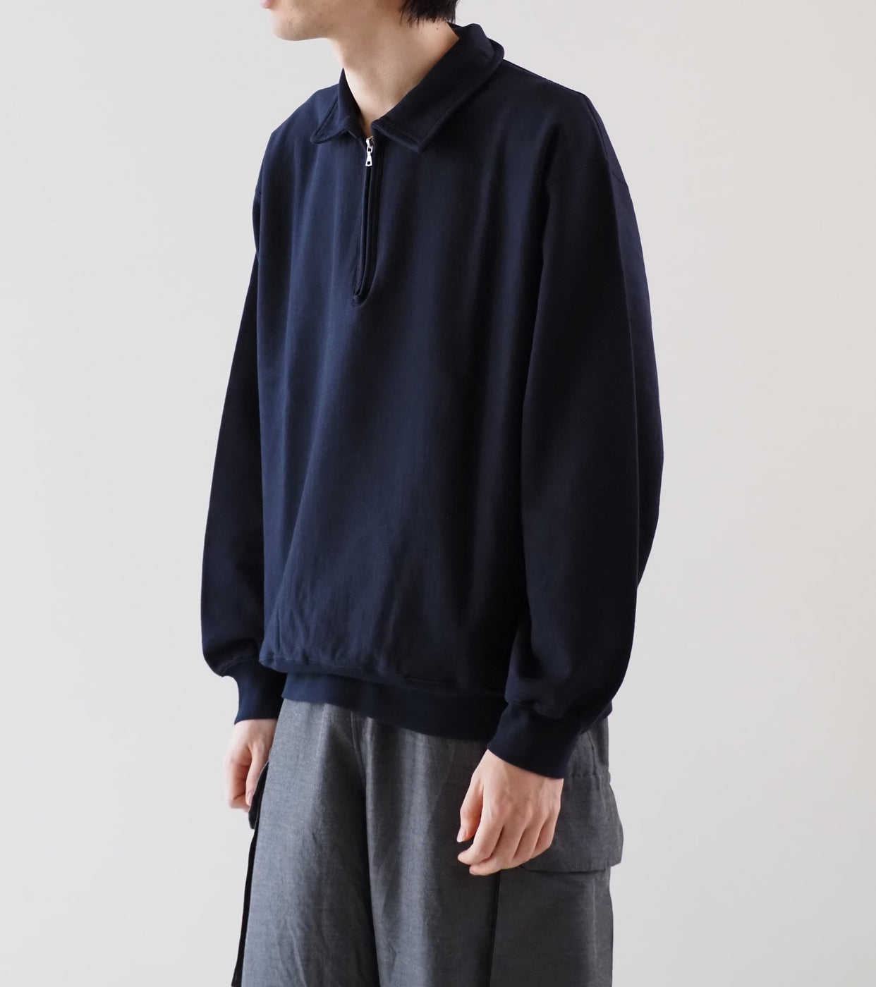 blurhmsROOTSTOCK シン スウェット ハーフジップ プルオーバー , Dark Navy