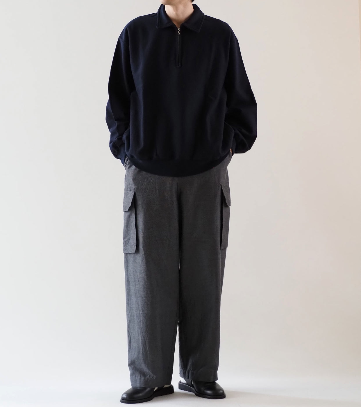 blurhmsROOTSTOCK シン スウェット ハーフジップ プルオーバー , Dark Navy