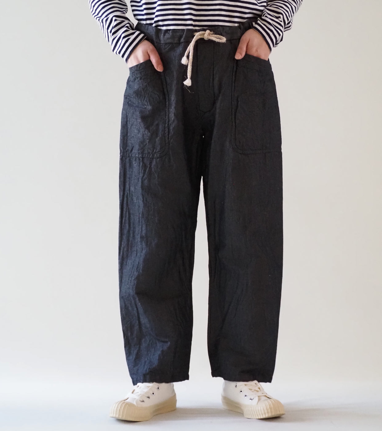 YAECA CANVAS DESIGN ドローコード パンツ , Black