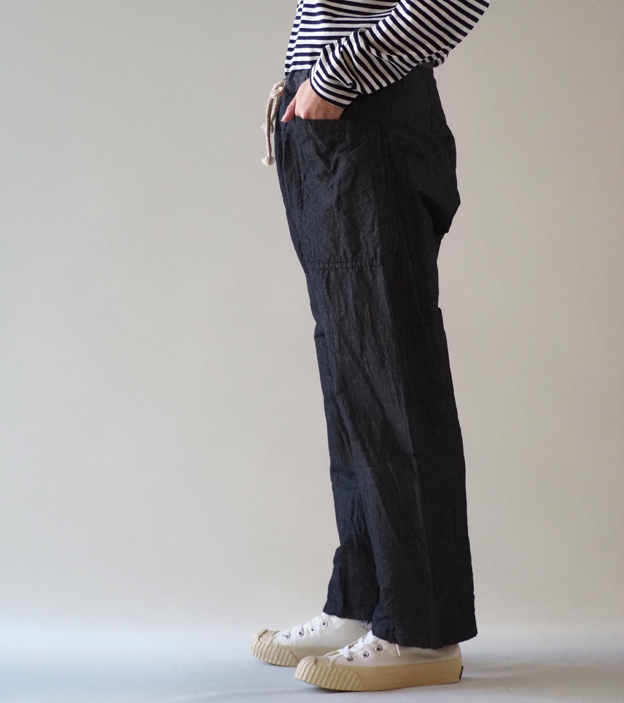 YAECA CANVAS DESIGN ドローコード パンツ , Black