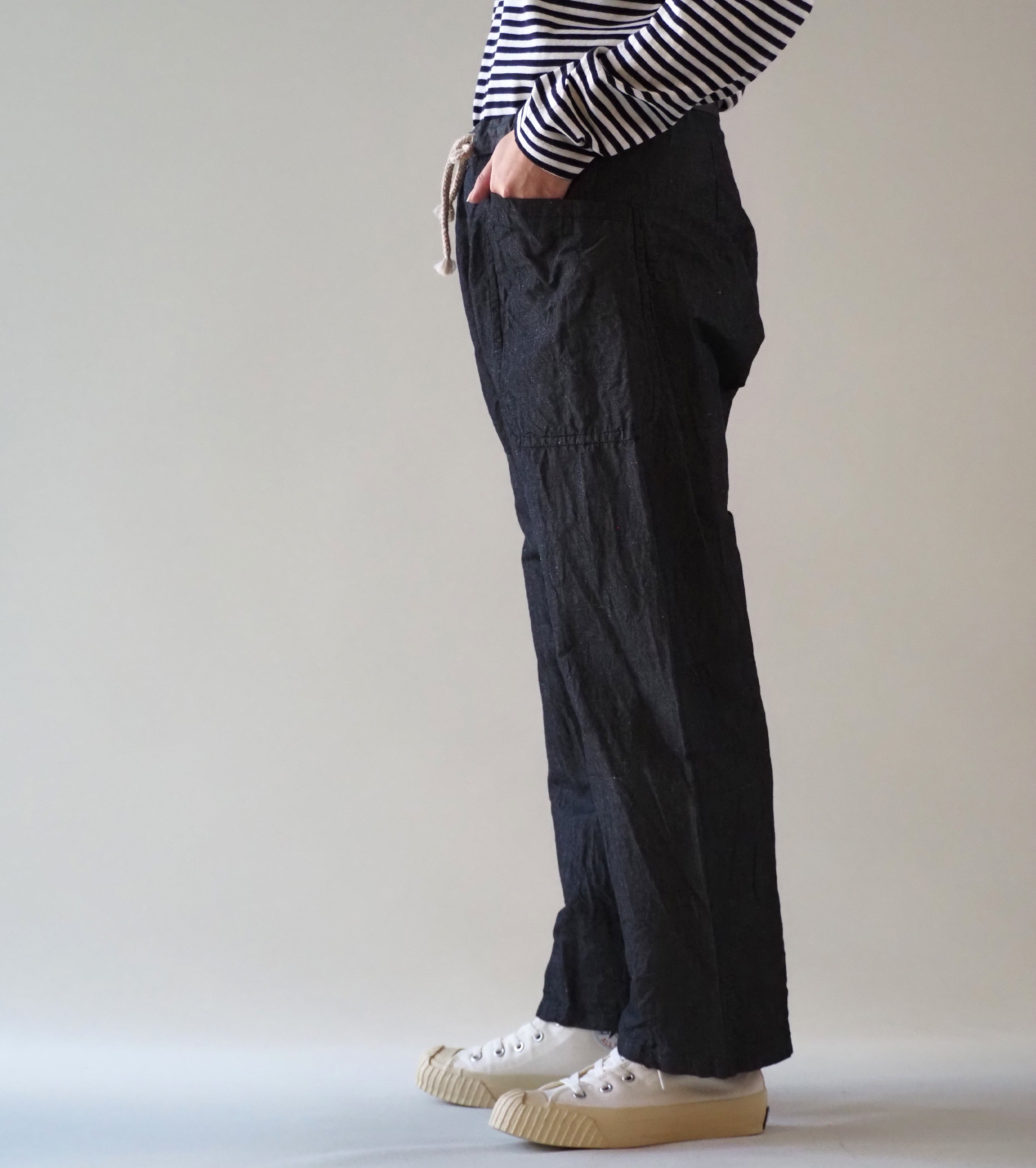 YAECA CANVAS DESIGN ドローコード パンツ , Black