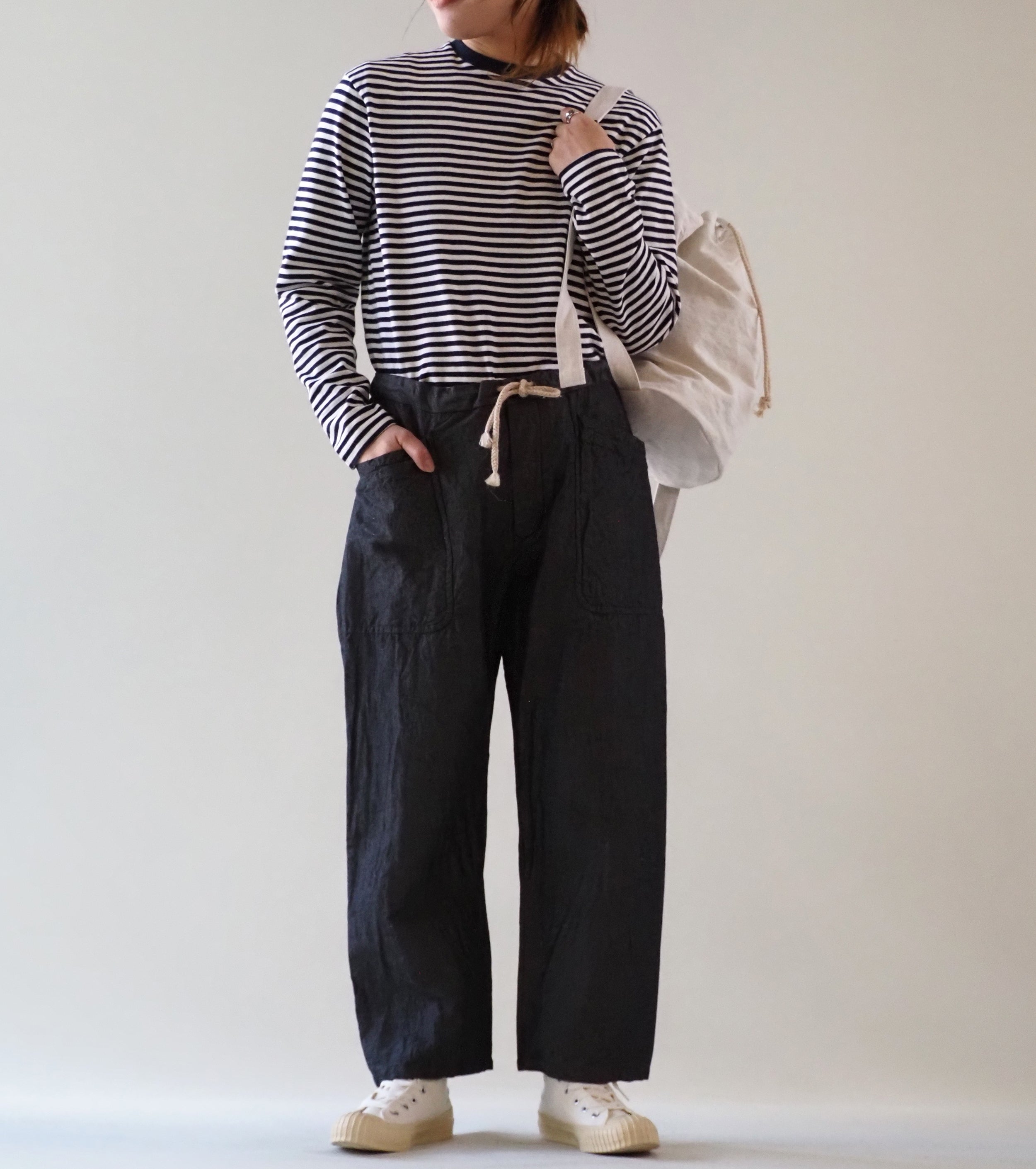 YAECA CANVAS DESIGN ドローコード パンツ , Black
