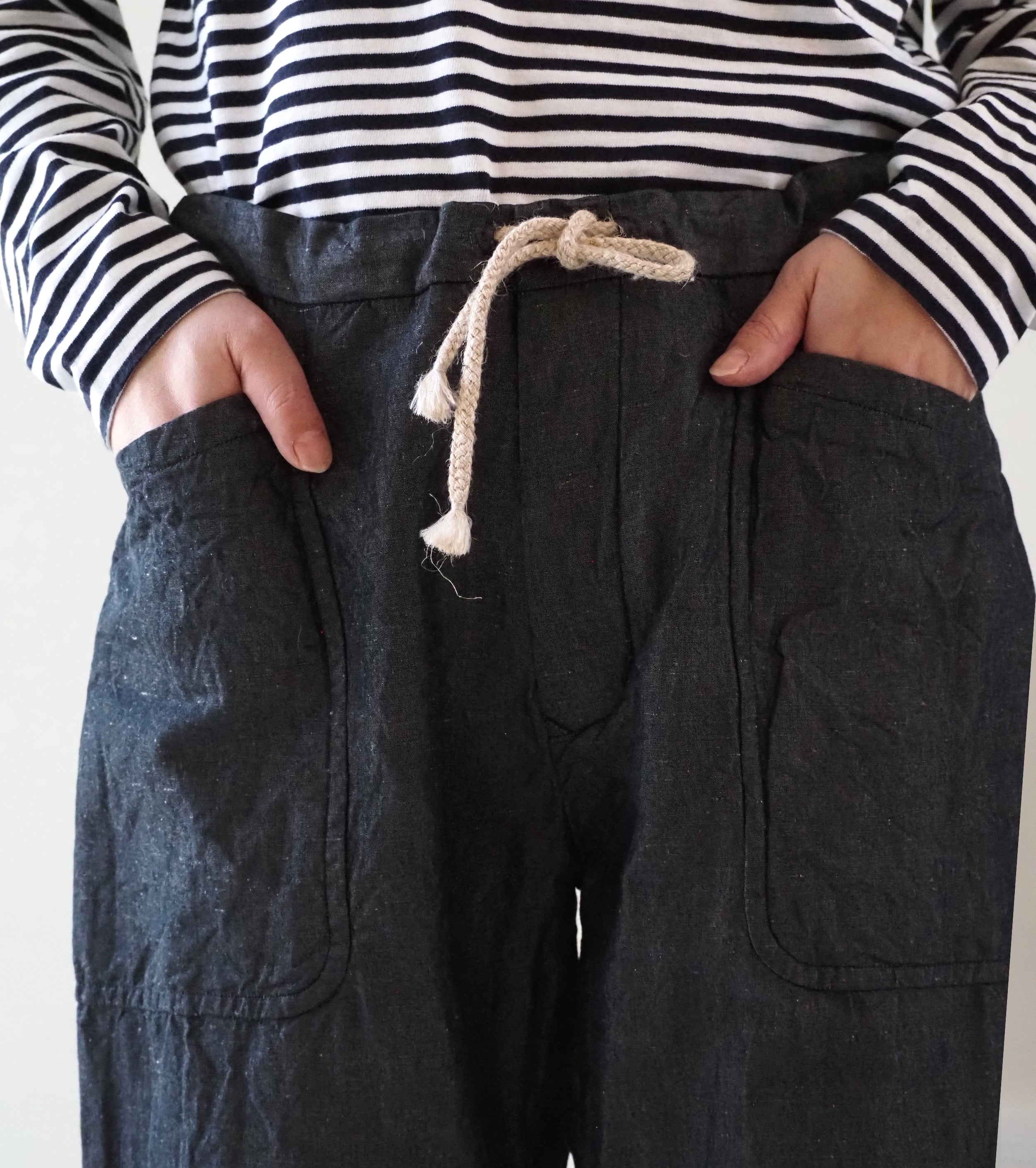 YAECA CANVAS DESIGN ドローコード パンツ , Black