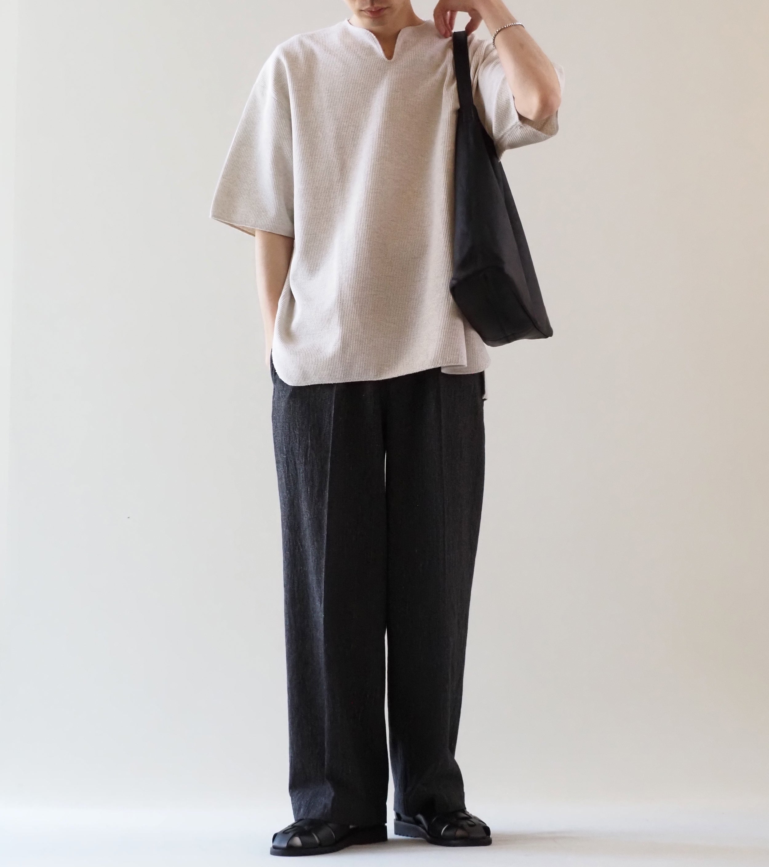 Blurhms Root Stock ラフ＆スムース サーマル  オーバーネック, Heather Oatmeal