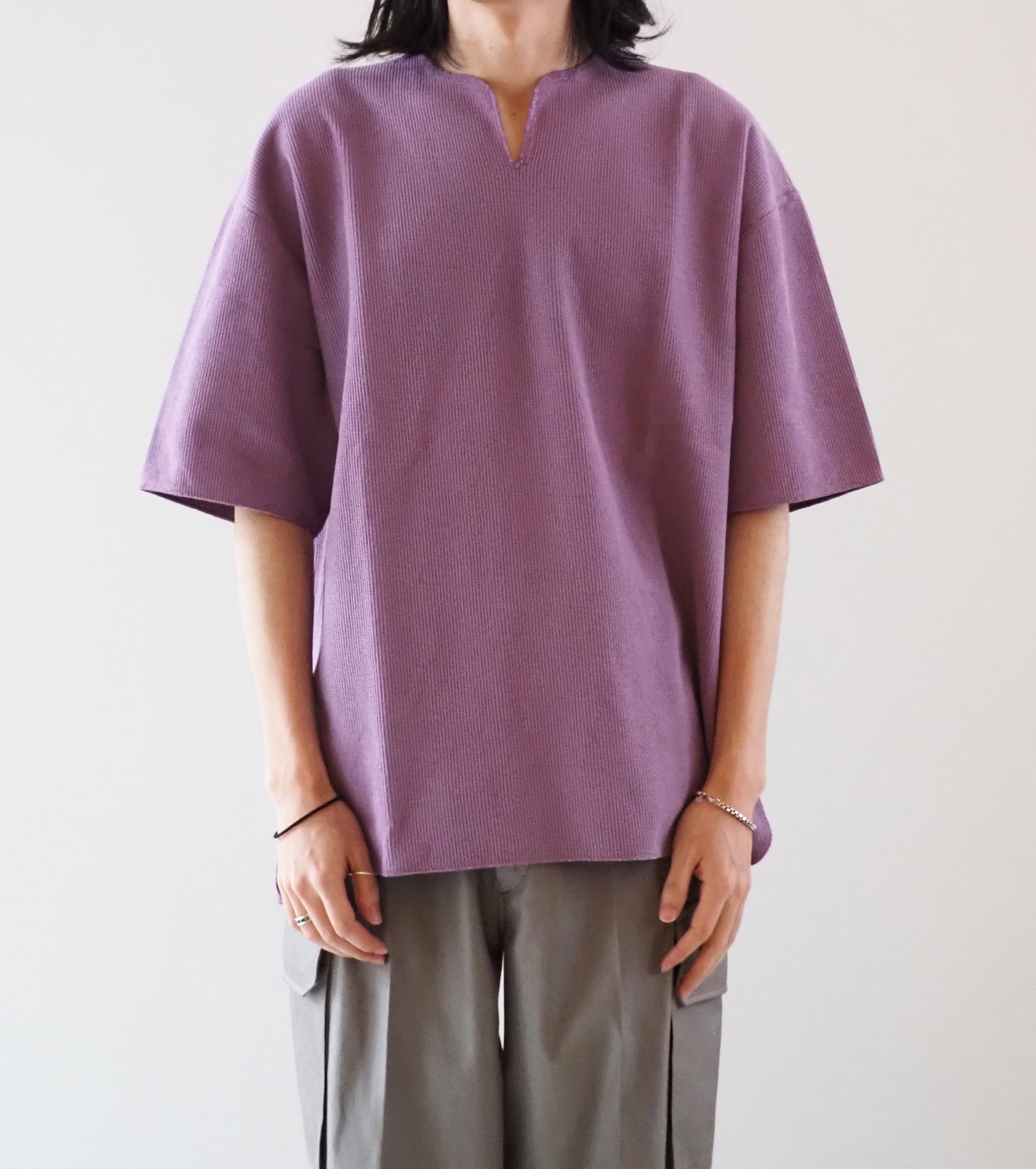 Blurhms Root Stock ラフ＆スムース サーマル  オーバーネック, Purple Grey