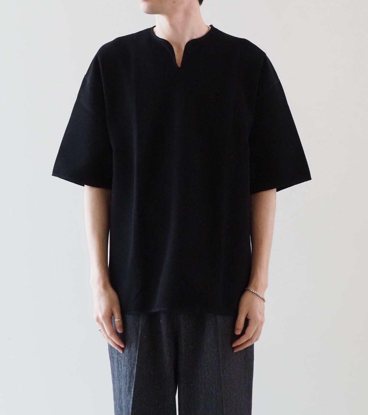 Blurhms Root Stock ラフ＆スムース サーマル  オーバーネック, Black