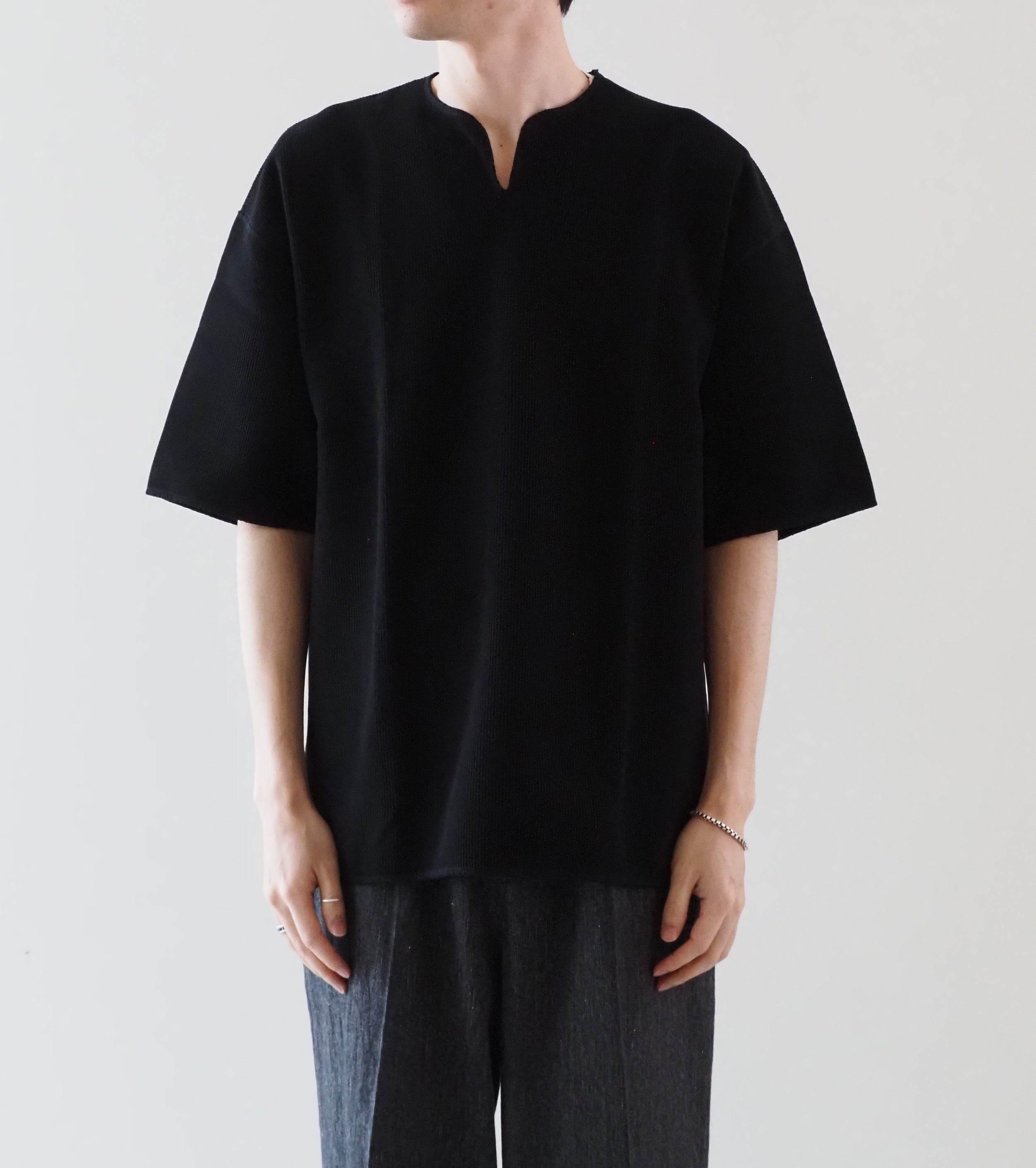 Blurhms Root Stock ラフ＆スムース サーマル  オーバーネック, Black