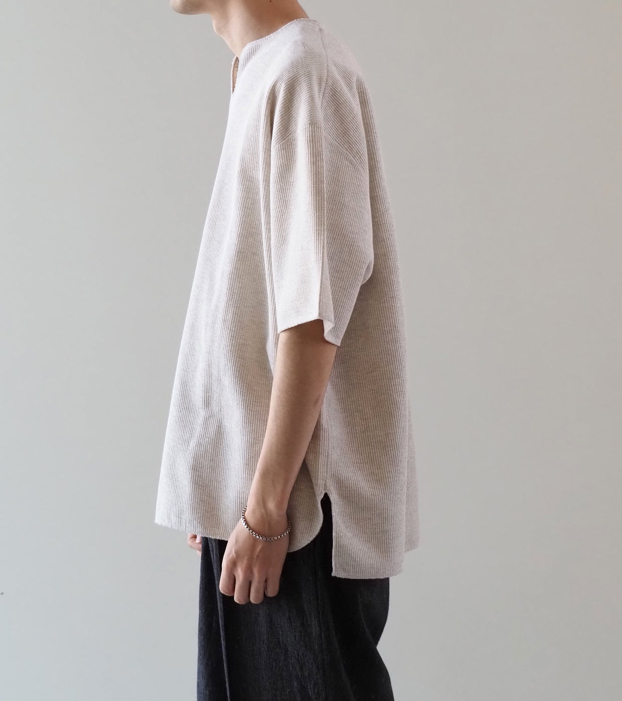 Blurhms Root Stock ラフ＆スムース サーマル  オーバーネック, Heather Oatmeal