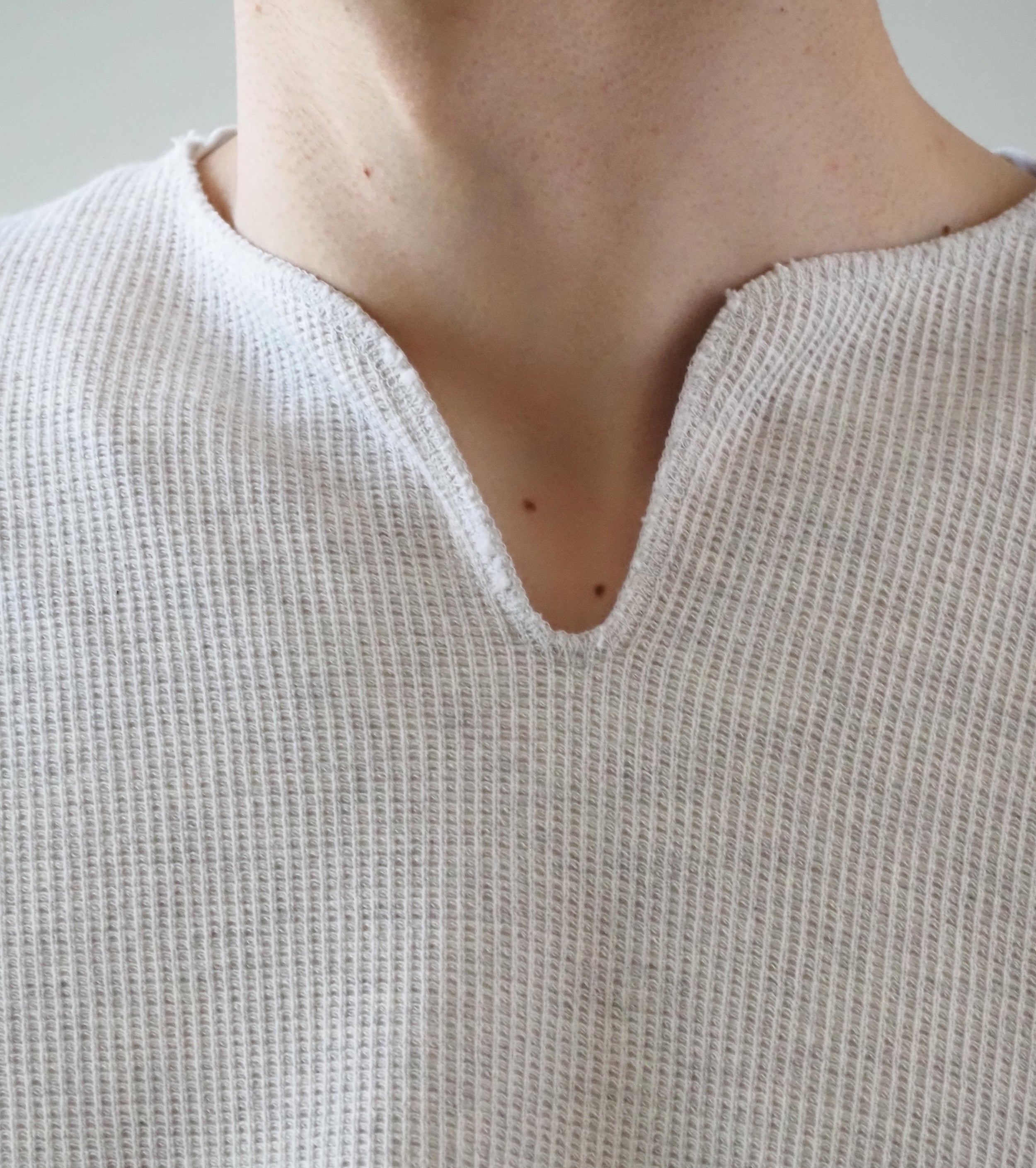 Blurhms Root Stock ラフ＆スムース サーマル  オーバーネック, Heather Oatmeal