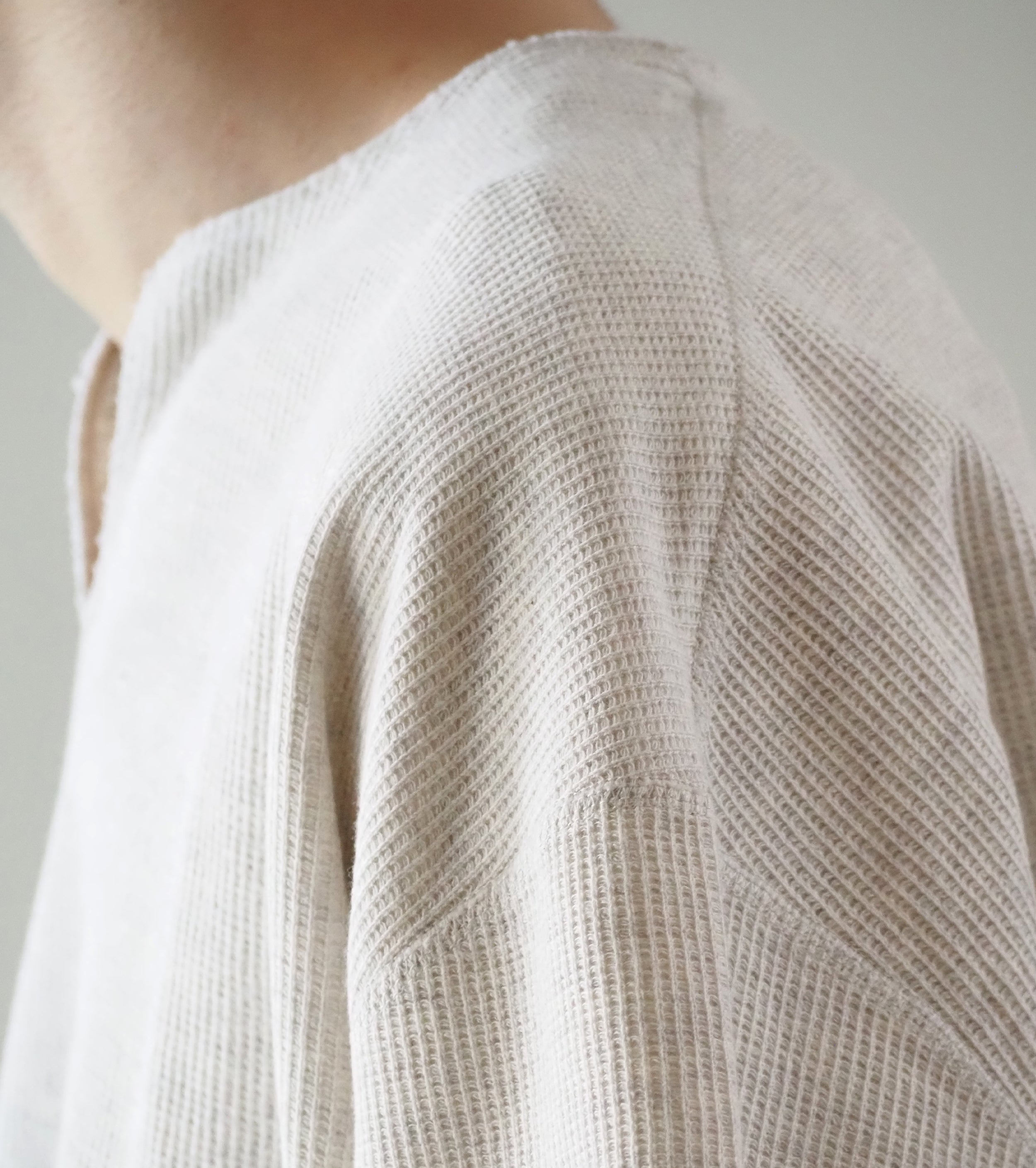 Blurhms Root Stock ラフ＆スムース サーマル  オーバーネック, Heather Oatmeal