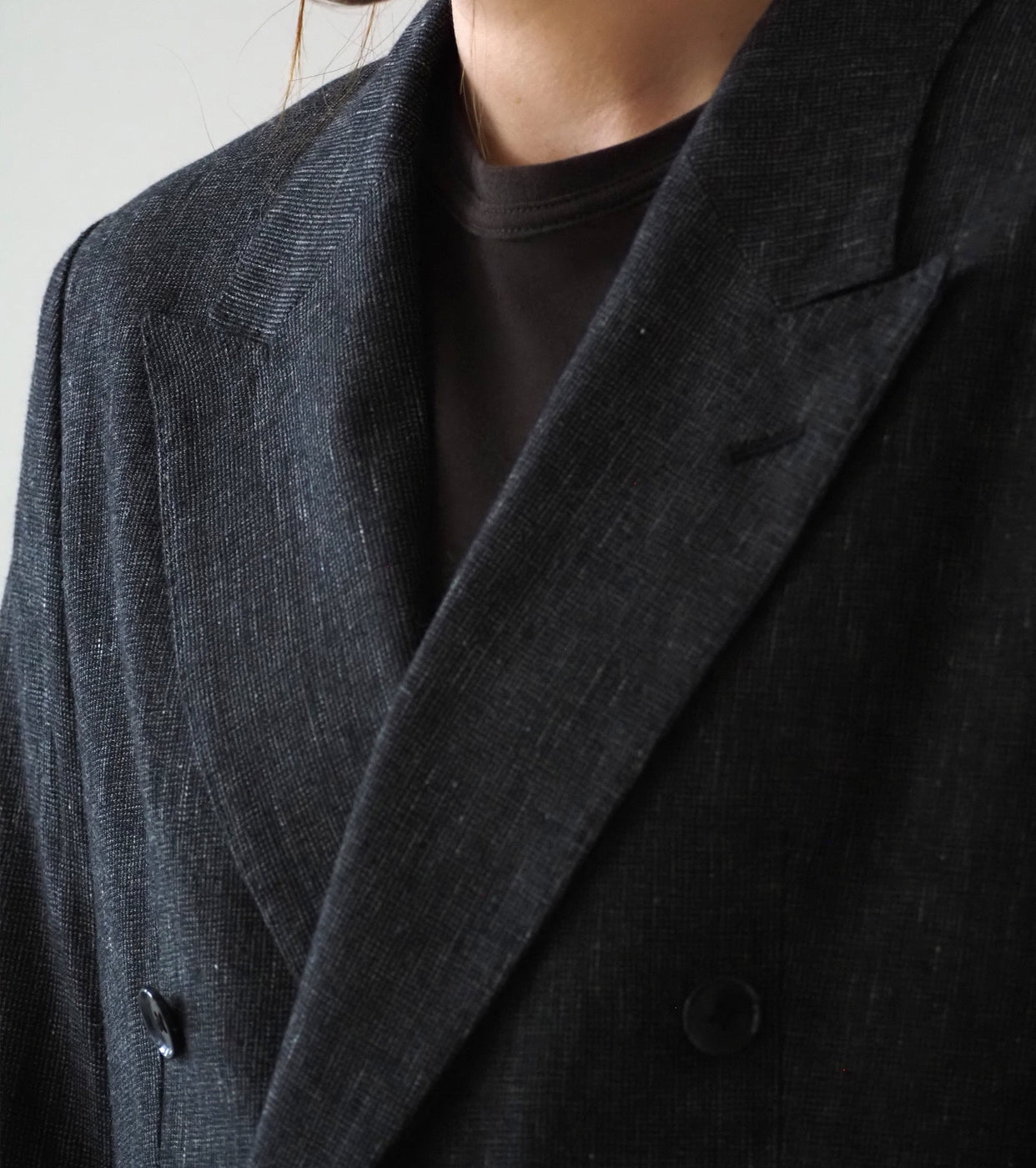 blurhms コットン ミックス ネップ ダブル ブレスト ジャケット , Black