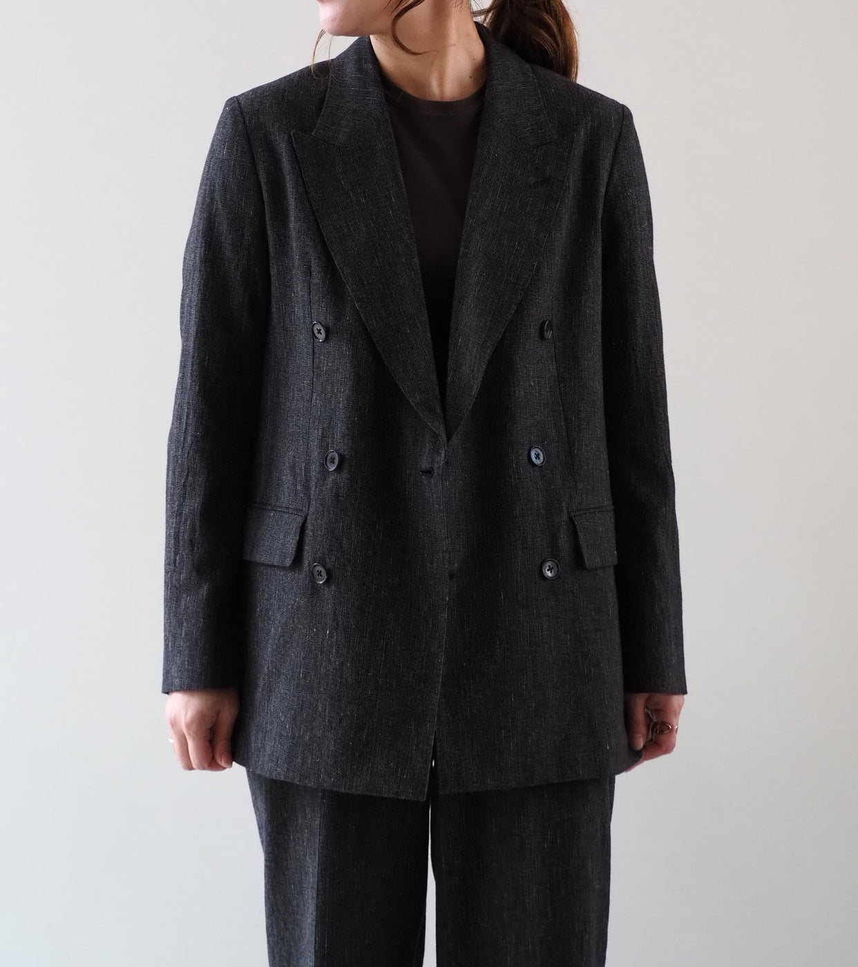 blurhms コットン ミックス ネップ ダブル ブレスト ジャケット , Black