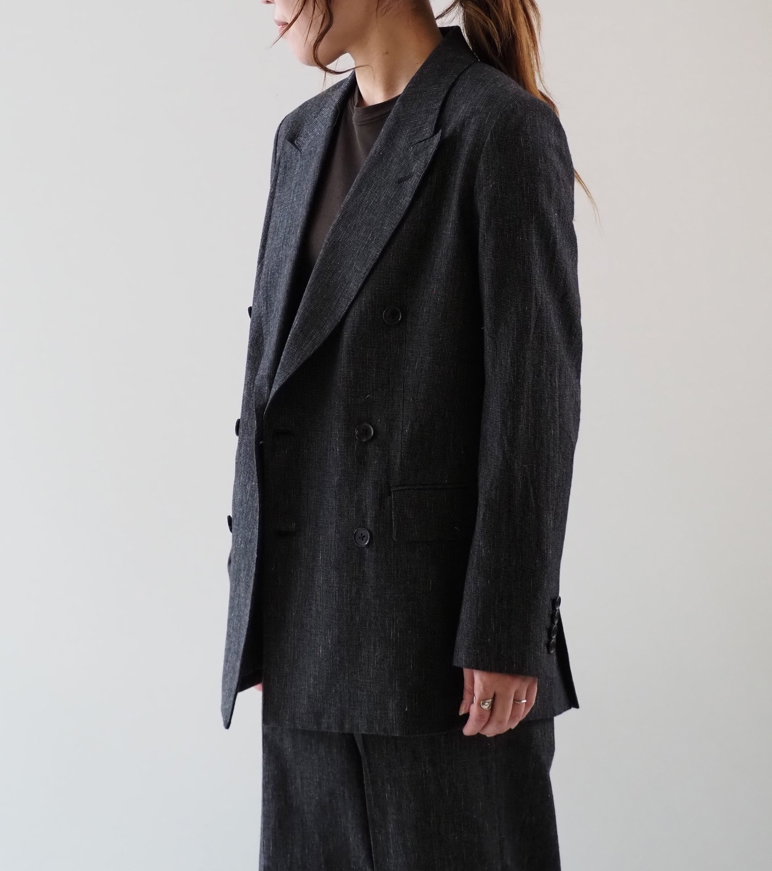 blurhms コットン ミックス ネップ ダブル ブレスト ジャケット , Black