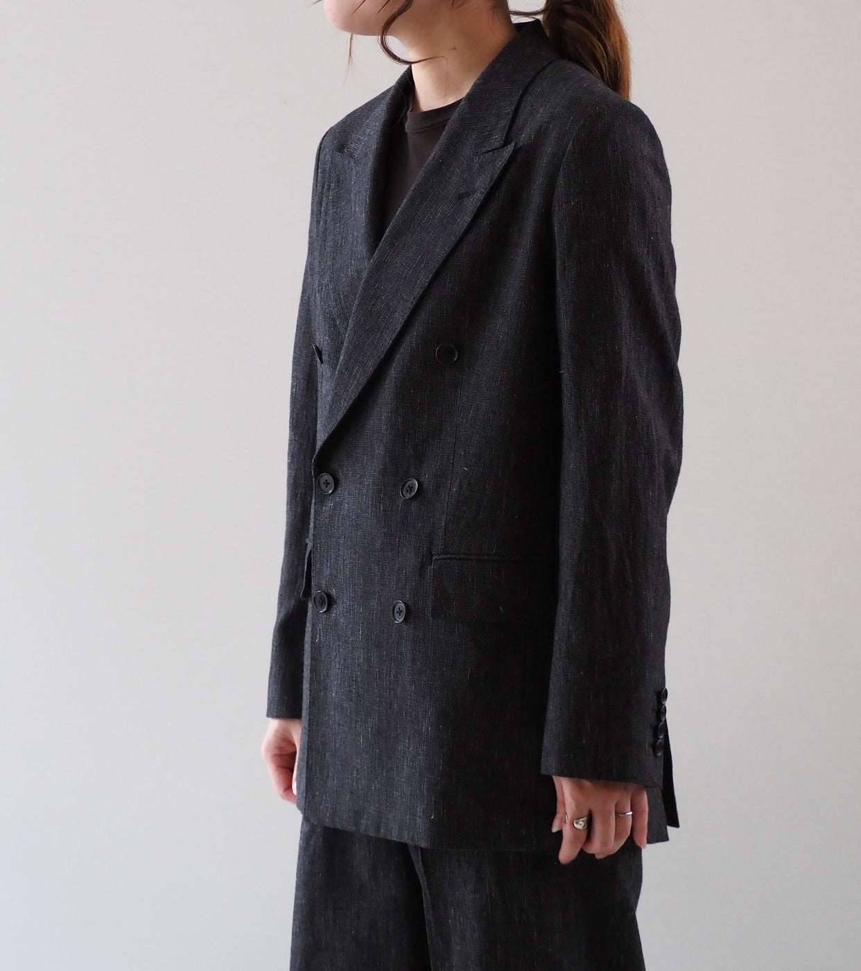 blurhms コットン ミックス ネップ ダブル ブレスト ジャケット , Black