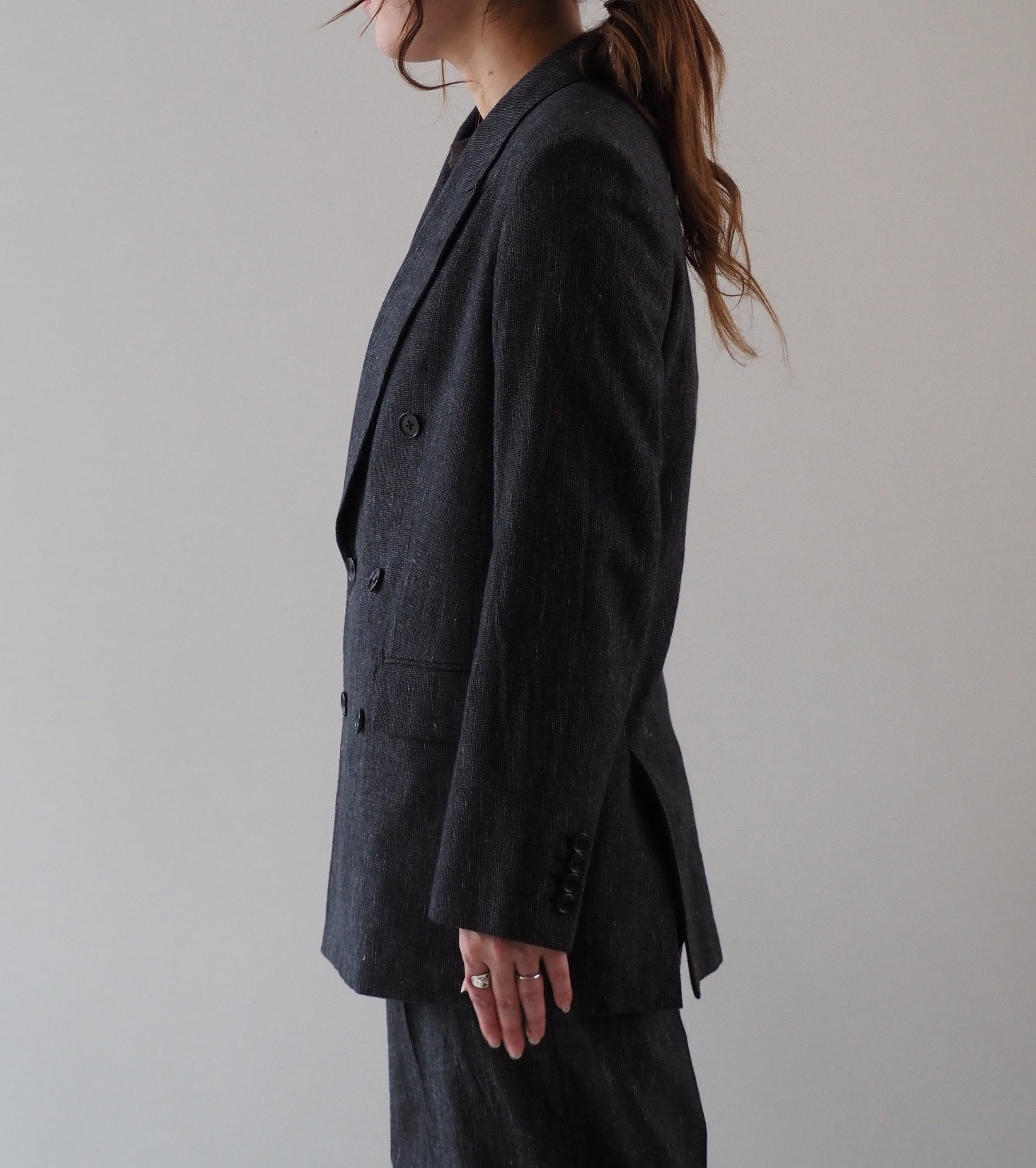 blurhms コットン ミックス ネップ ダブル ブレスト ジャケット , Black