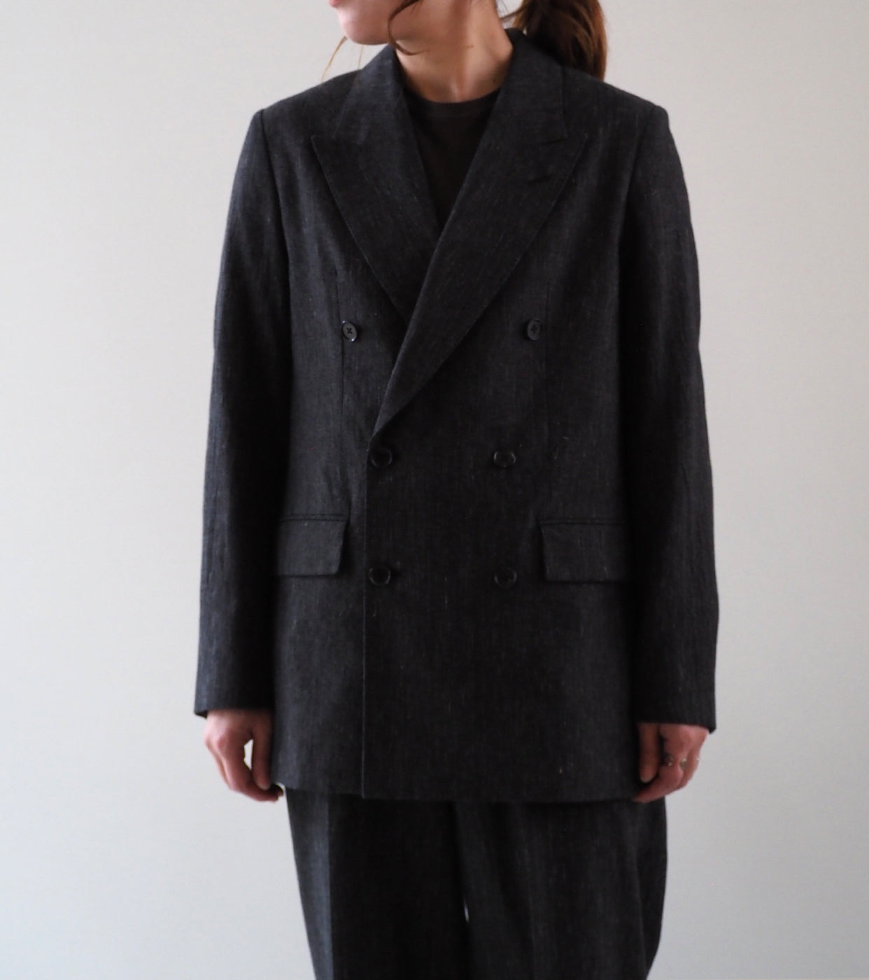 blurhms コットン ミックス ネップ ダブル ブレスト ジャケット , Black