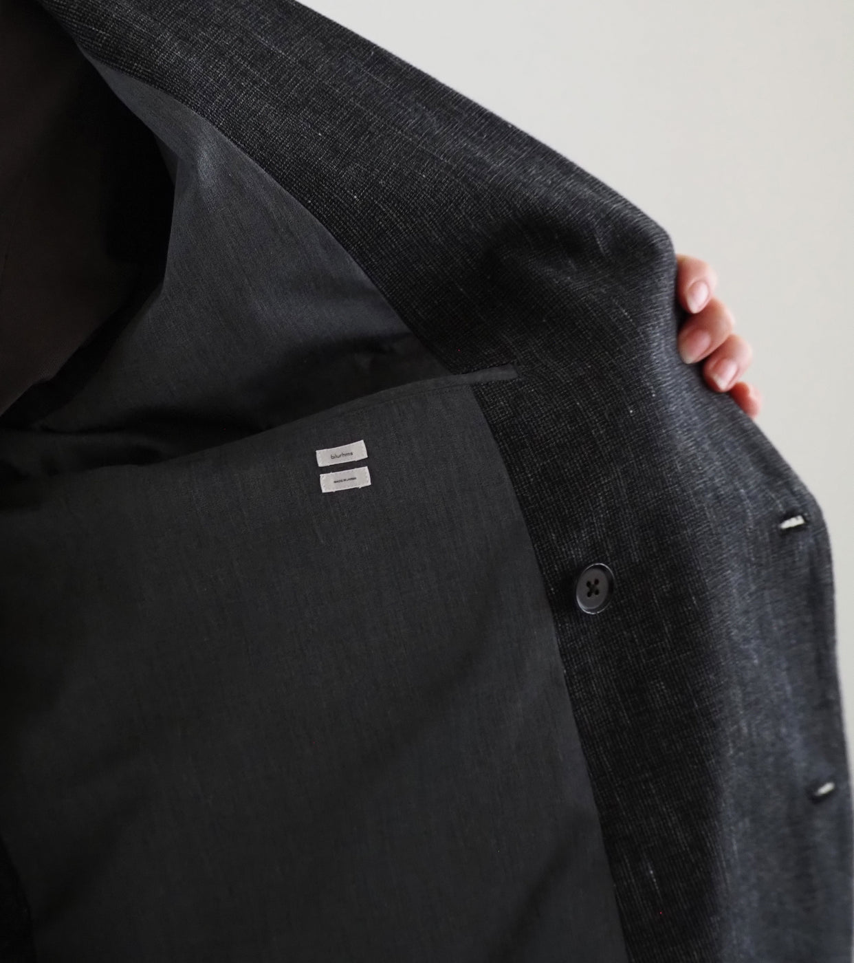 blurhms コットン ミックス ネップ ダブル ブレスト ジャケット , Black