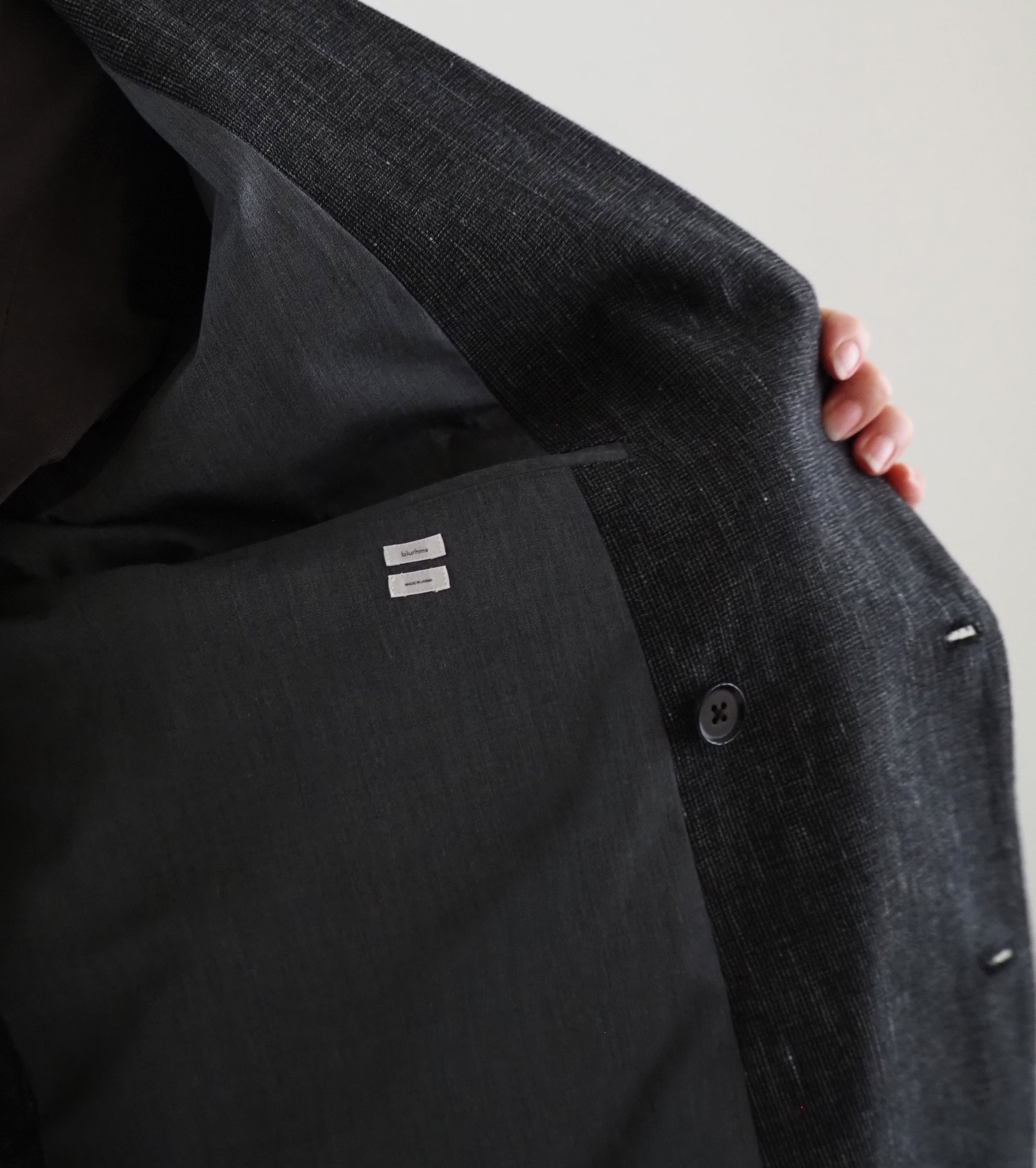 blurhms コットン ミックス ネップ ダブル ブレスト ジャケット , Black