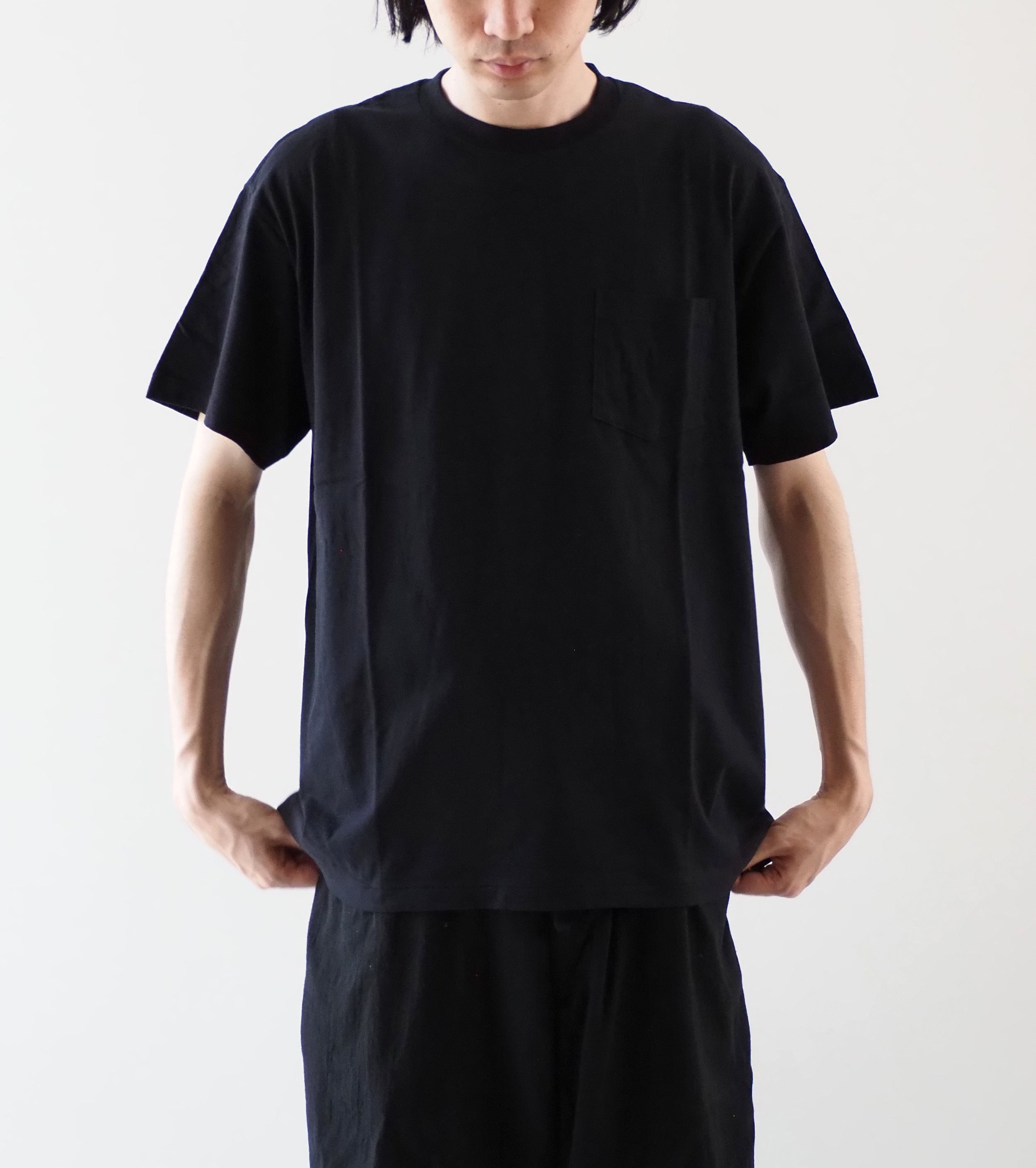 COMOLI サープラス ティーシャツ , Black