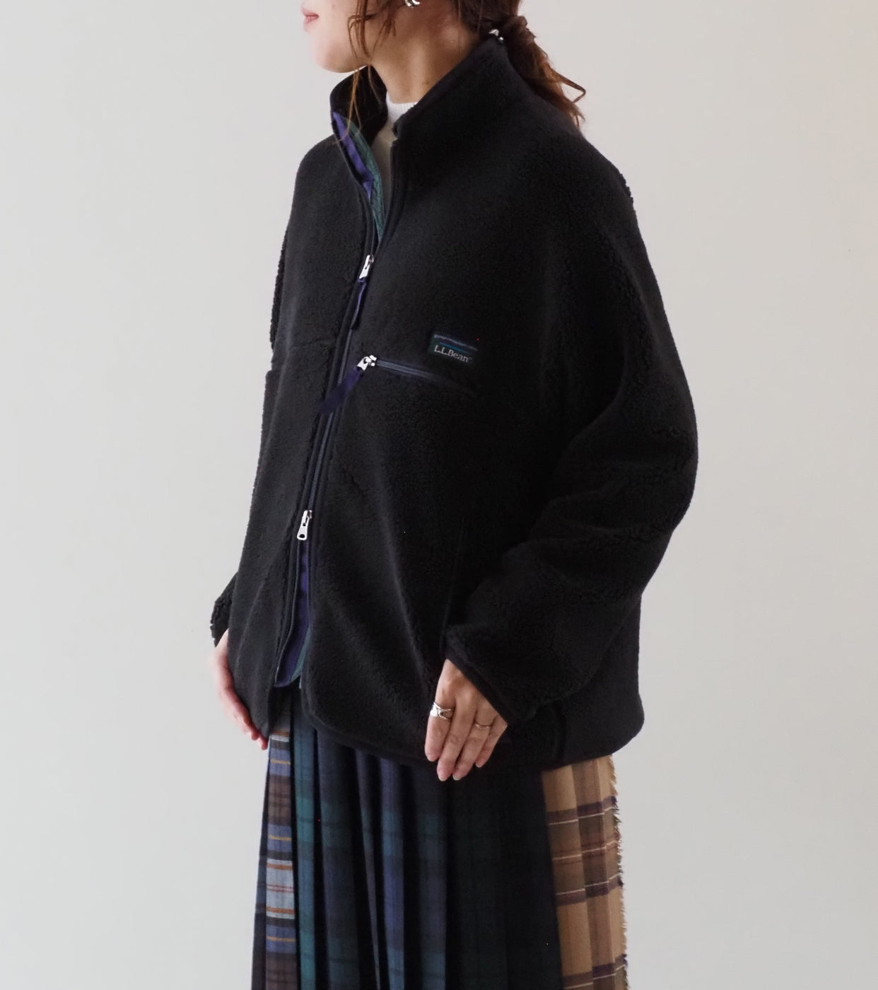 L.L.Bean JAPAN EDITION Women's Topsham Boa Fleece Jacket, Charcoal