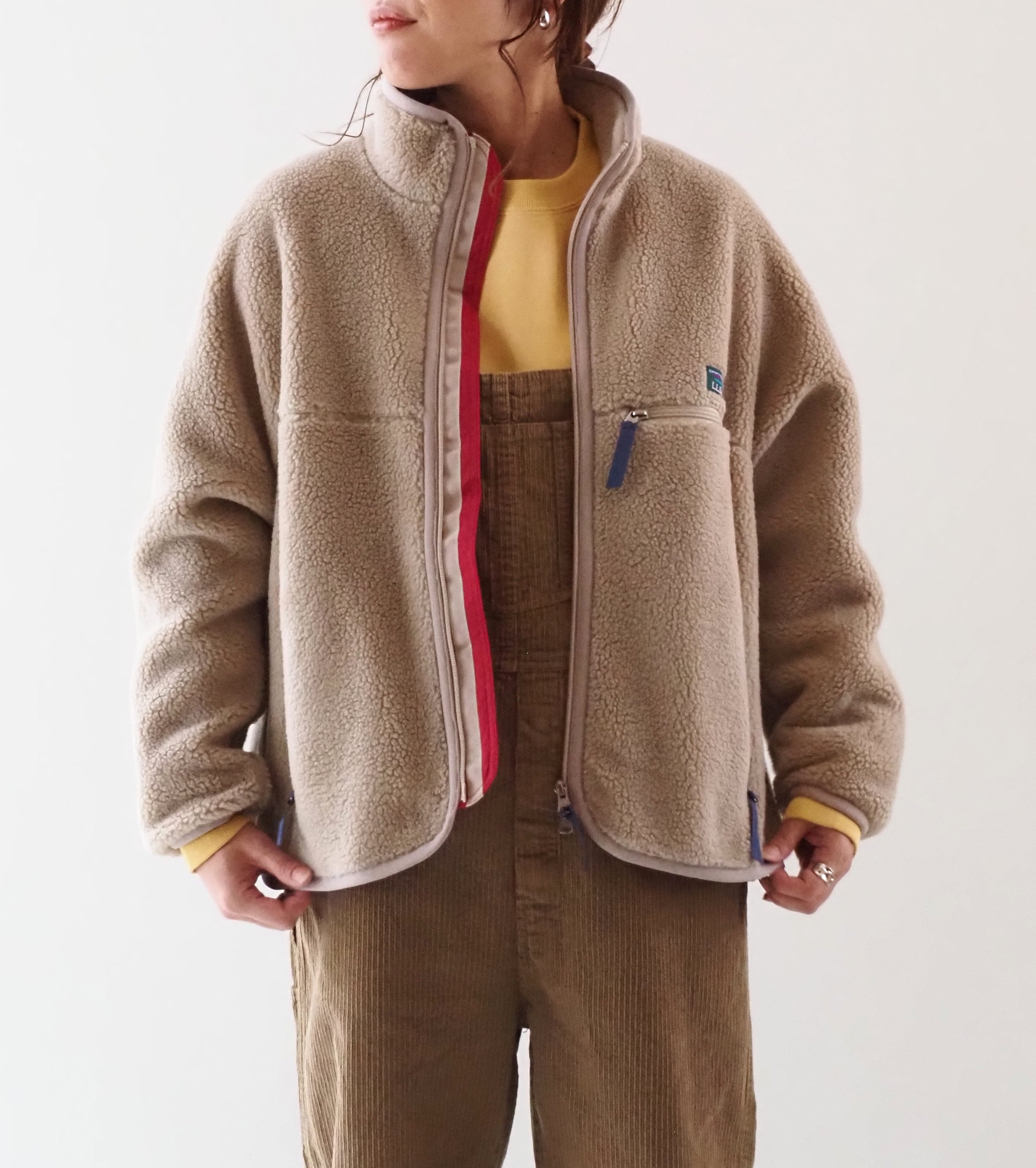 L.L.Bean JAPAN EDITION Women's Topsham Boa Fleece Jacket,Light Beige