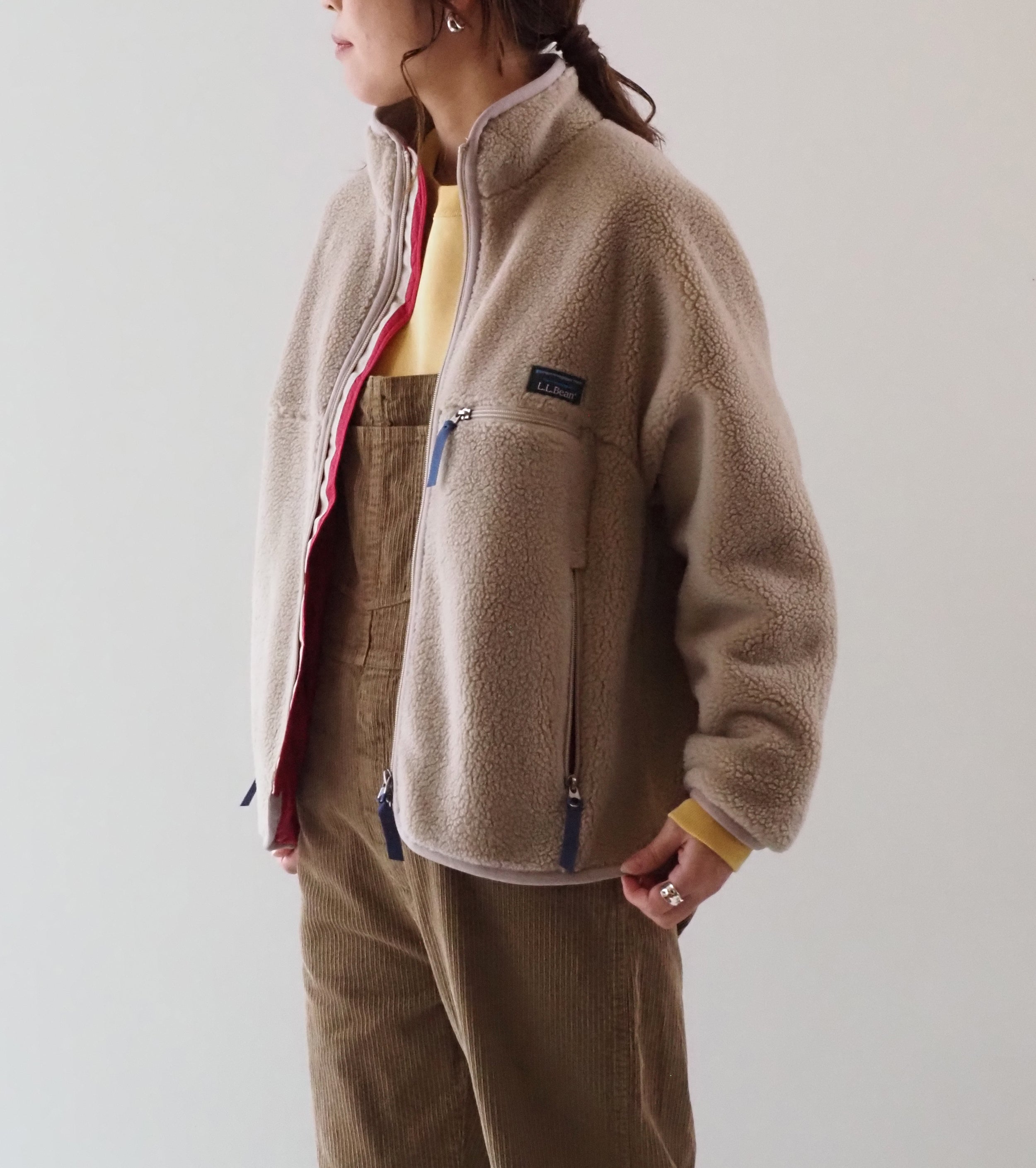 L.L.Bean JAPAN EDITION Women's Topsham Boa Fleece Jacket,Light Beige