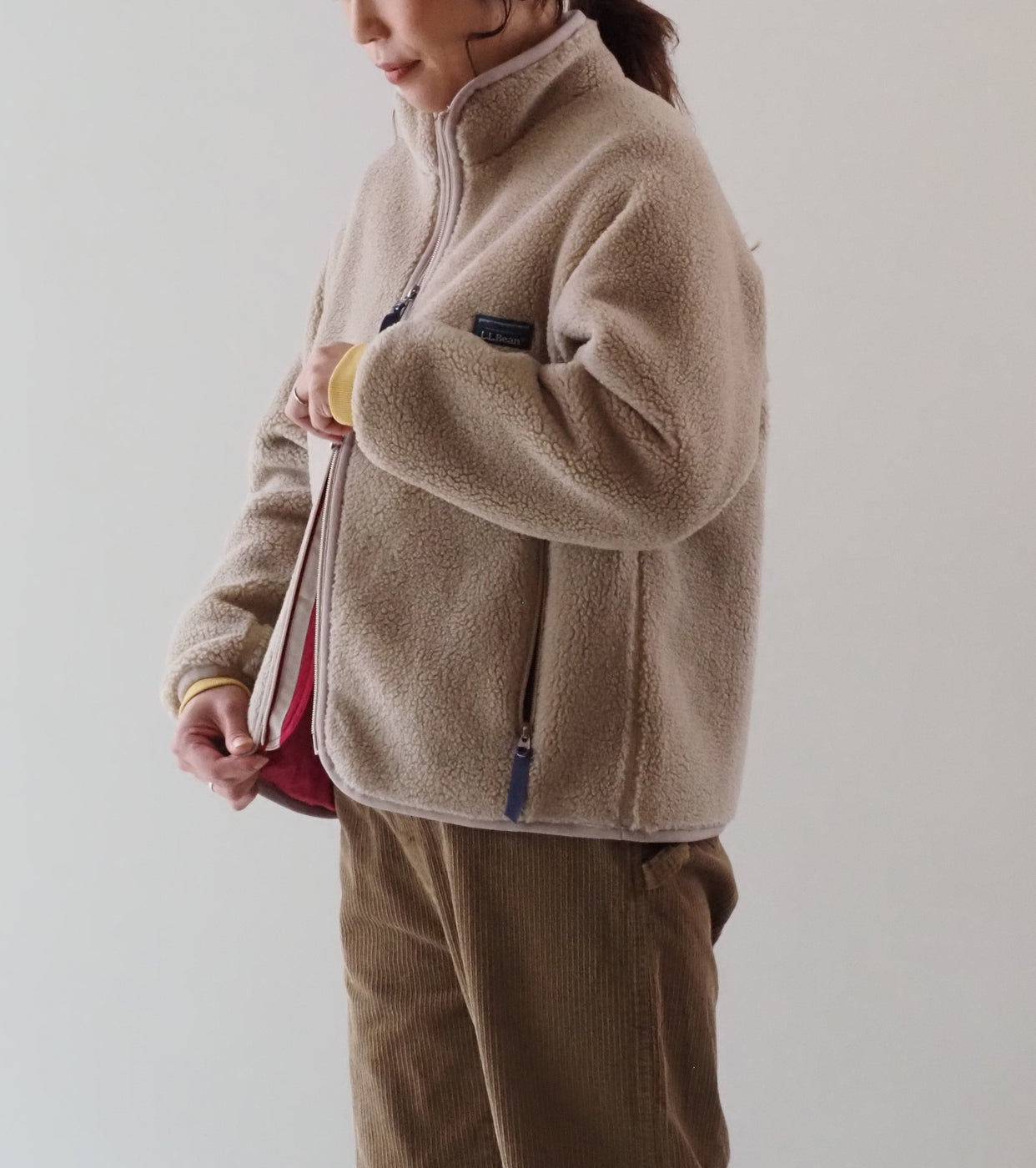 L.L.Bean JAPAN EDITION Women's Topsham Boa Fleece Jacket,Light Beige