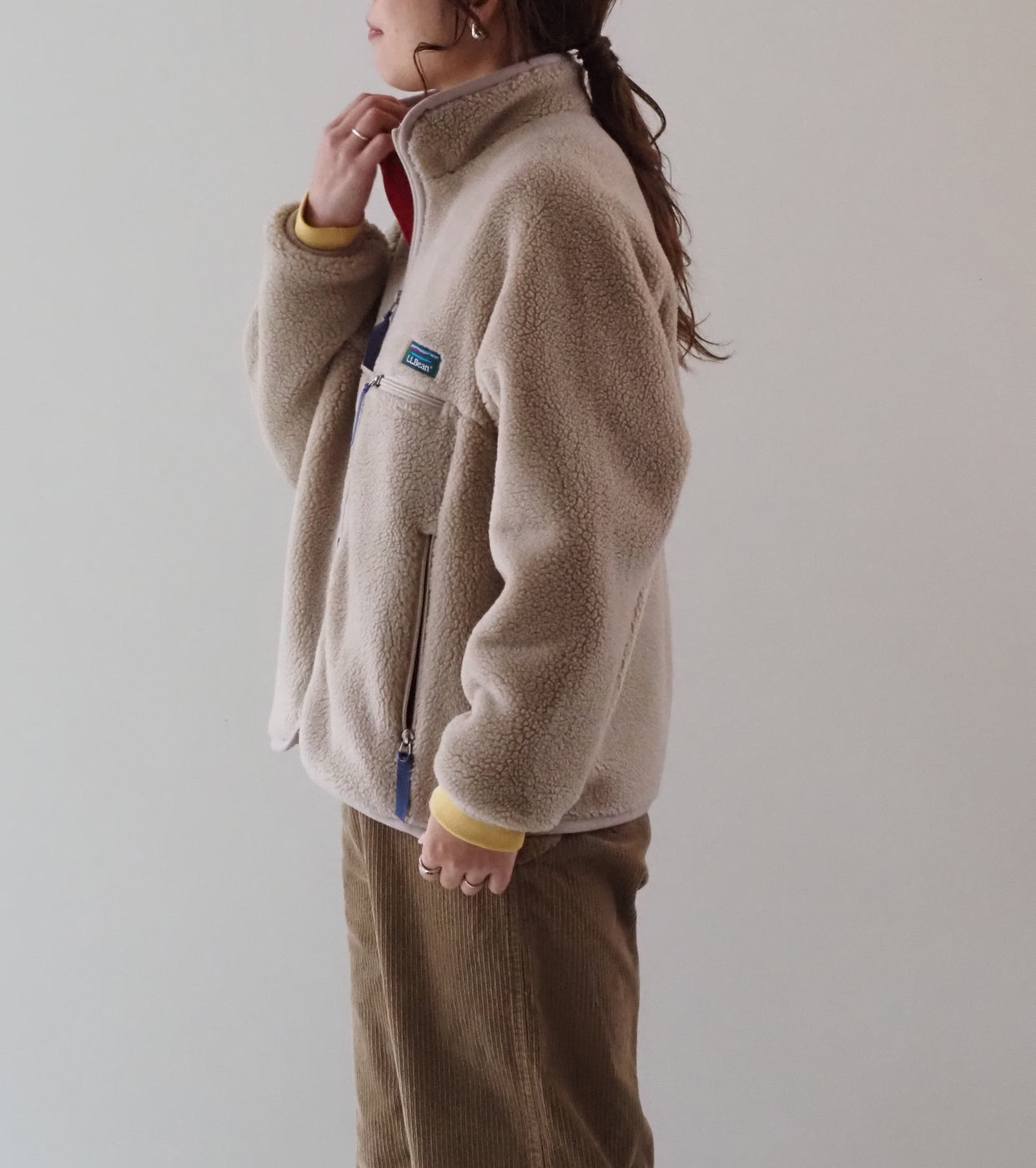 L.L.Bean JAPAN EDITION Women's Topsham Boa Fleece Jacket,Light Beige