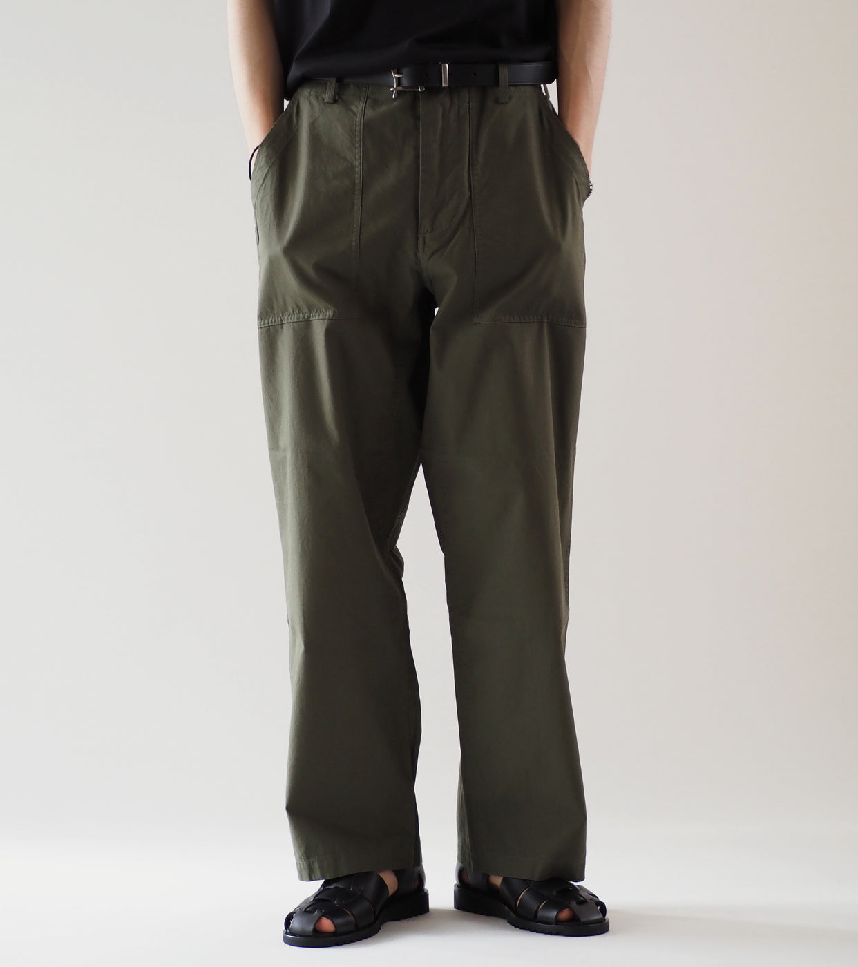 YAECA Like Wear ベイカーパンツ , Olive（Poplin）