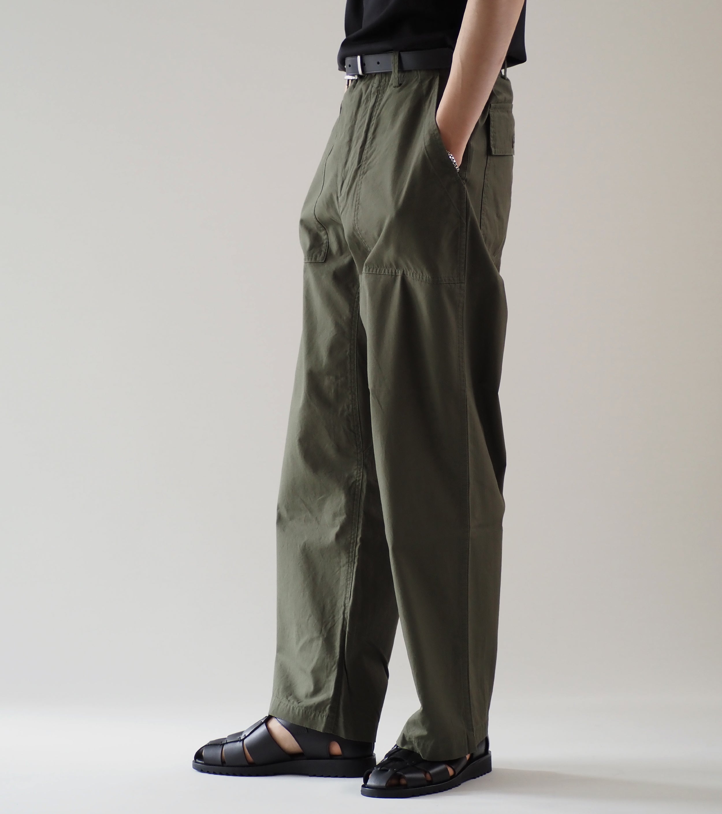 YAECA Like Wear ベイカーパンツ , Olive（Poplin）