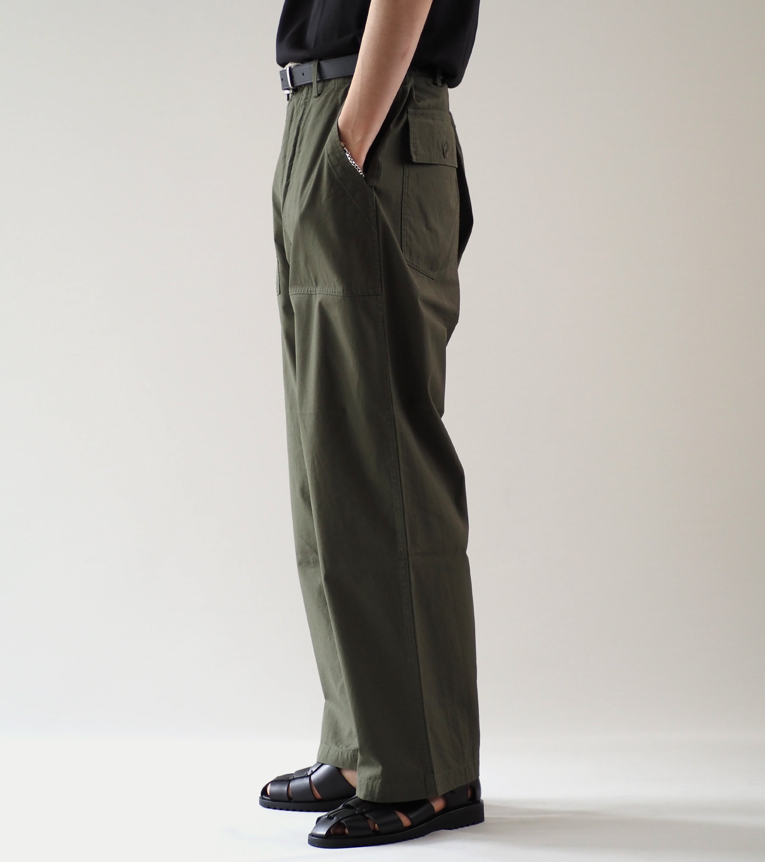 YAECA Like Wear ベイカーパンツ , Olive（Poplin）