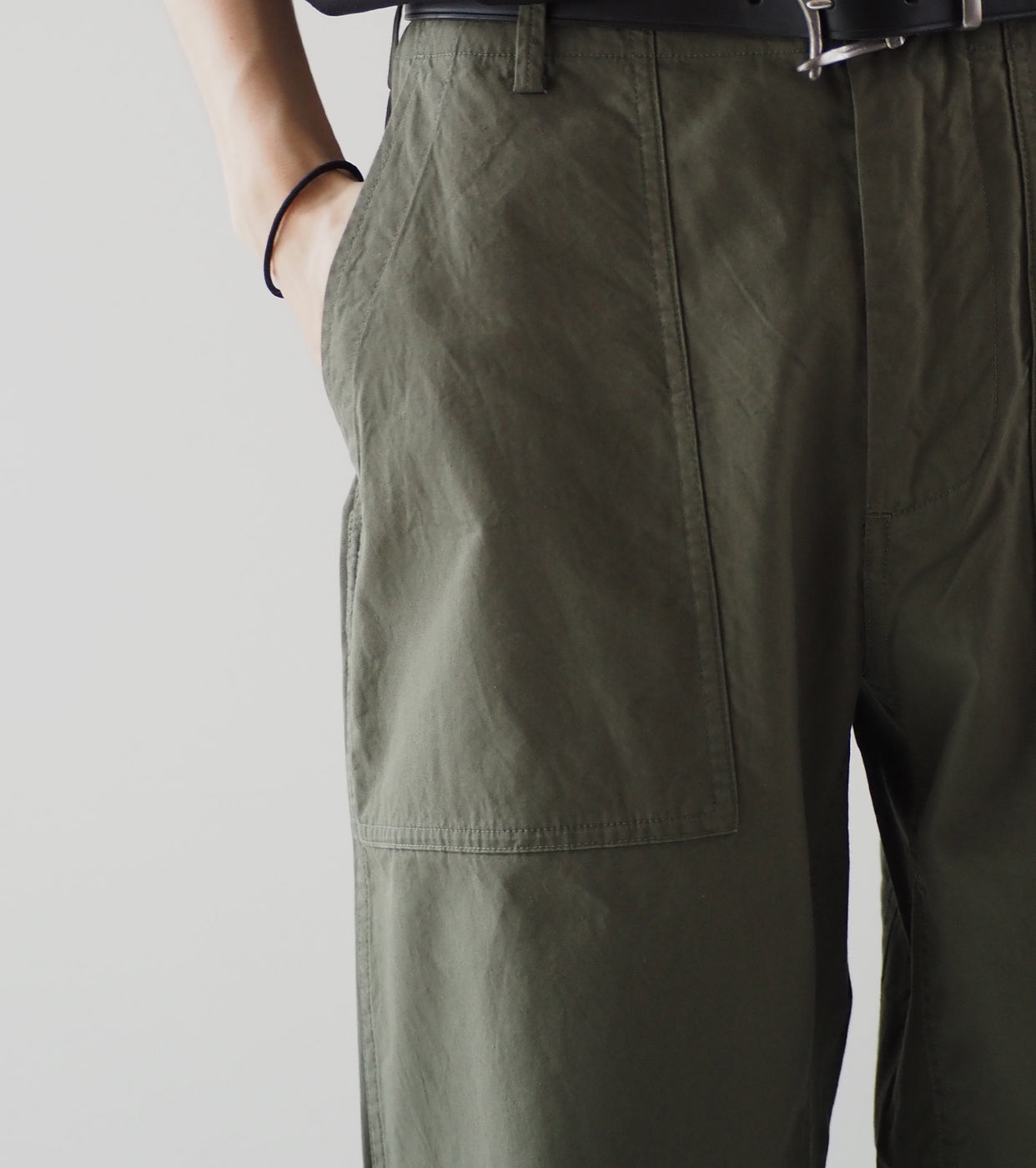 YAECA Like Wear ベイカーパンツ , Olive（Poplin）