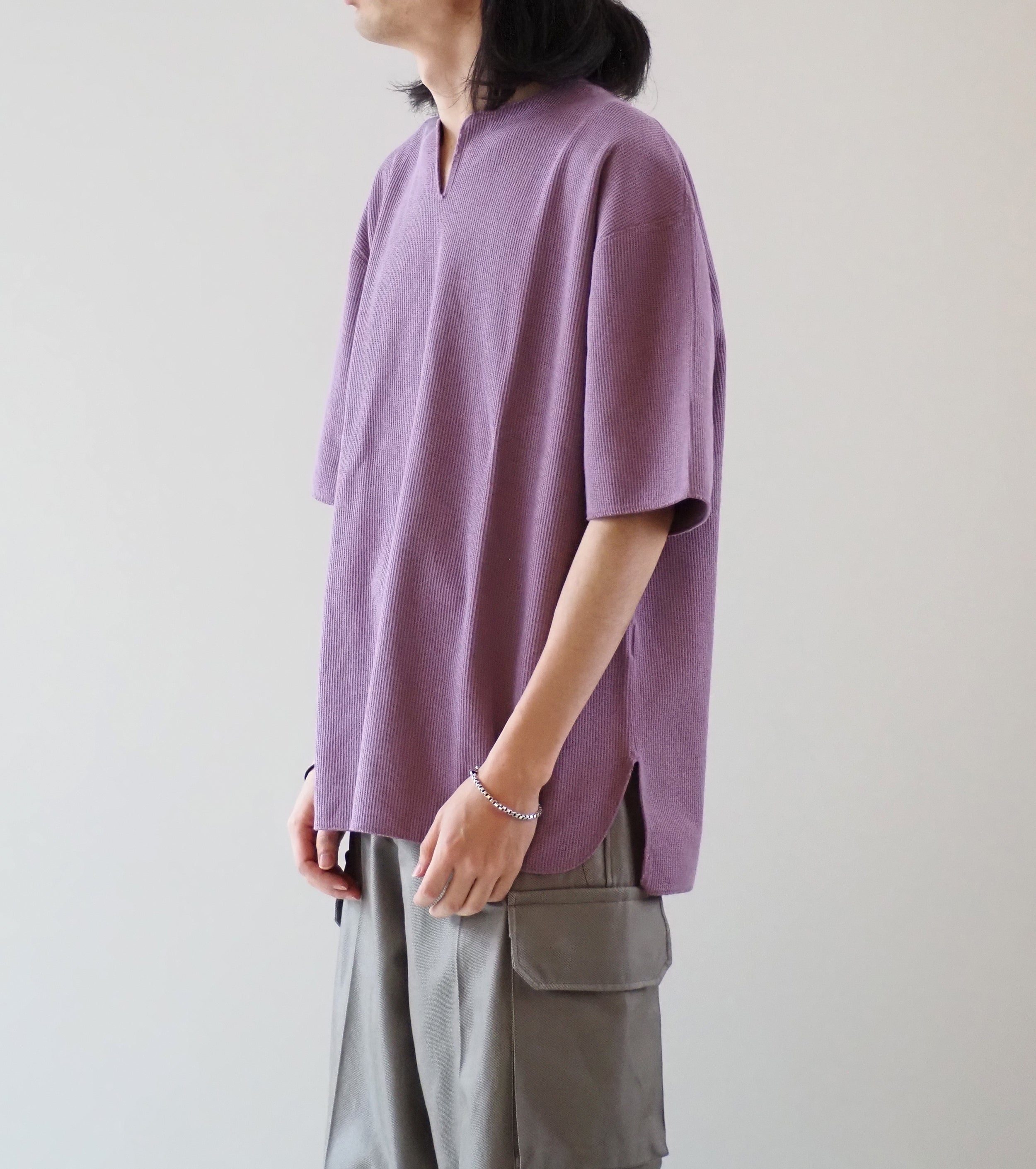 Blurhms Root Stock ラフ＆スムース サーマル  オーバーネック, Purple Grey