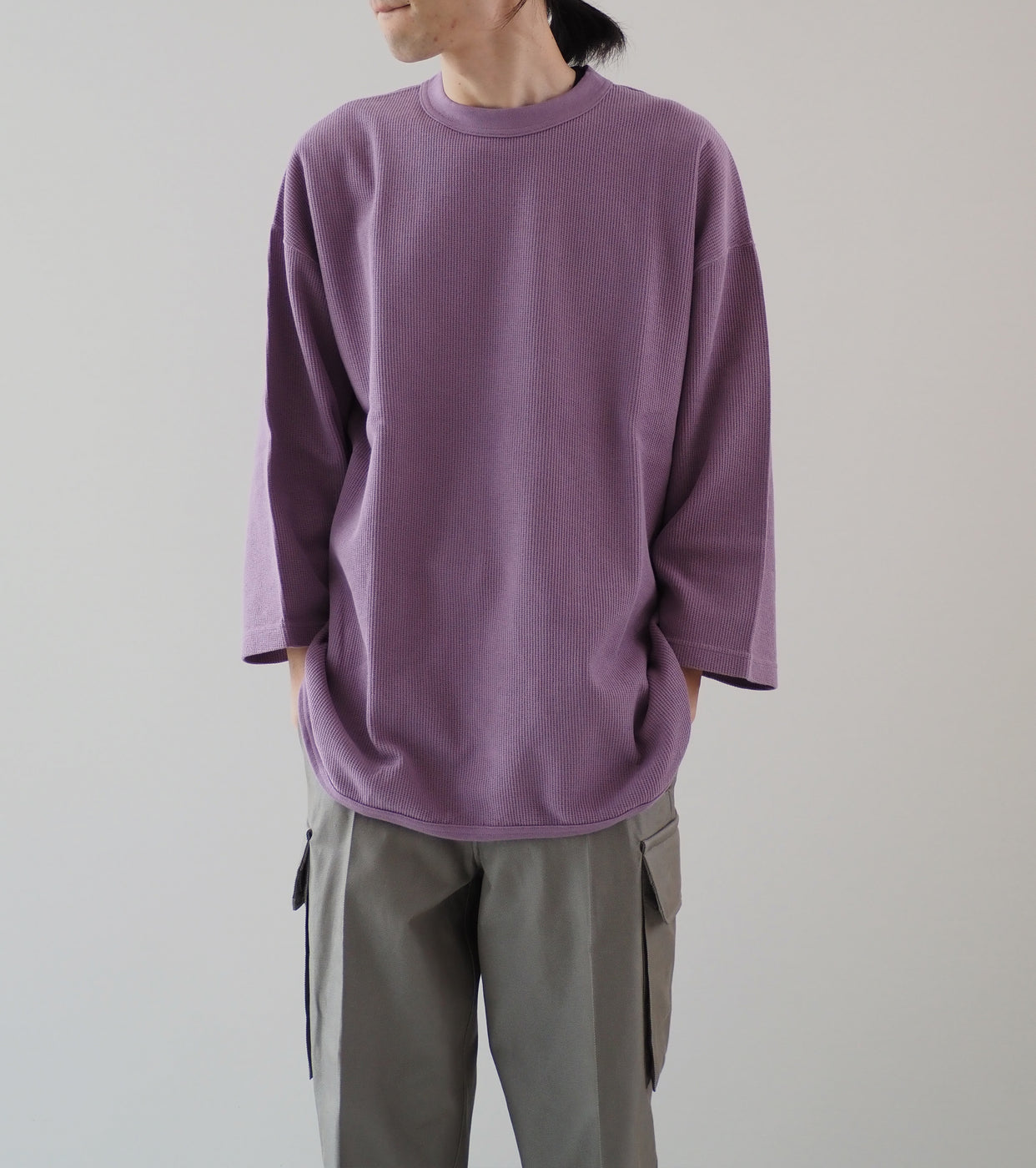 Blurhm Root Stock ラフ＆スムース サーマル ベースボール ティー, Purple Grey