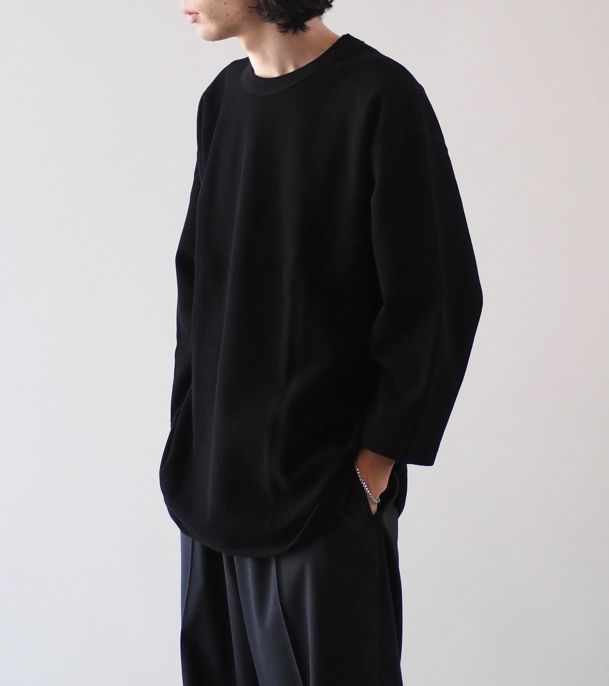 Blurhms Root Stock ラフ＆スムース サーマル ベースボール ティー, Black