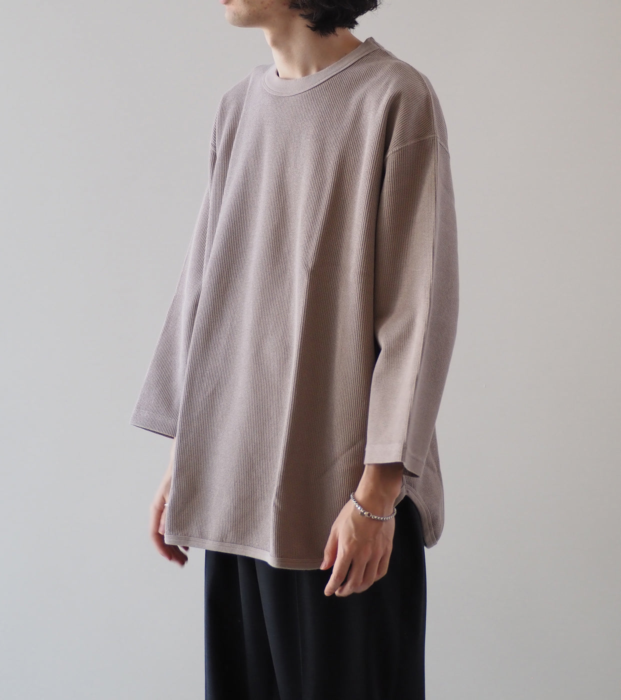 Blurhms Root Stock ラフ＆スムース サーマル ベースボール ティー, Greige