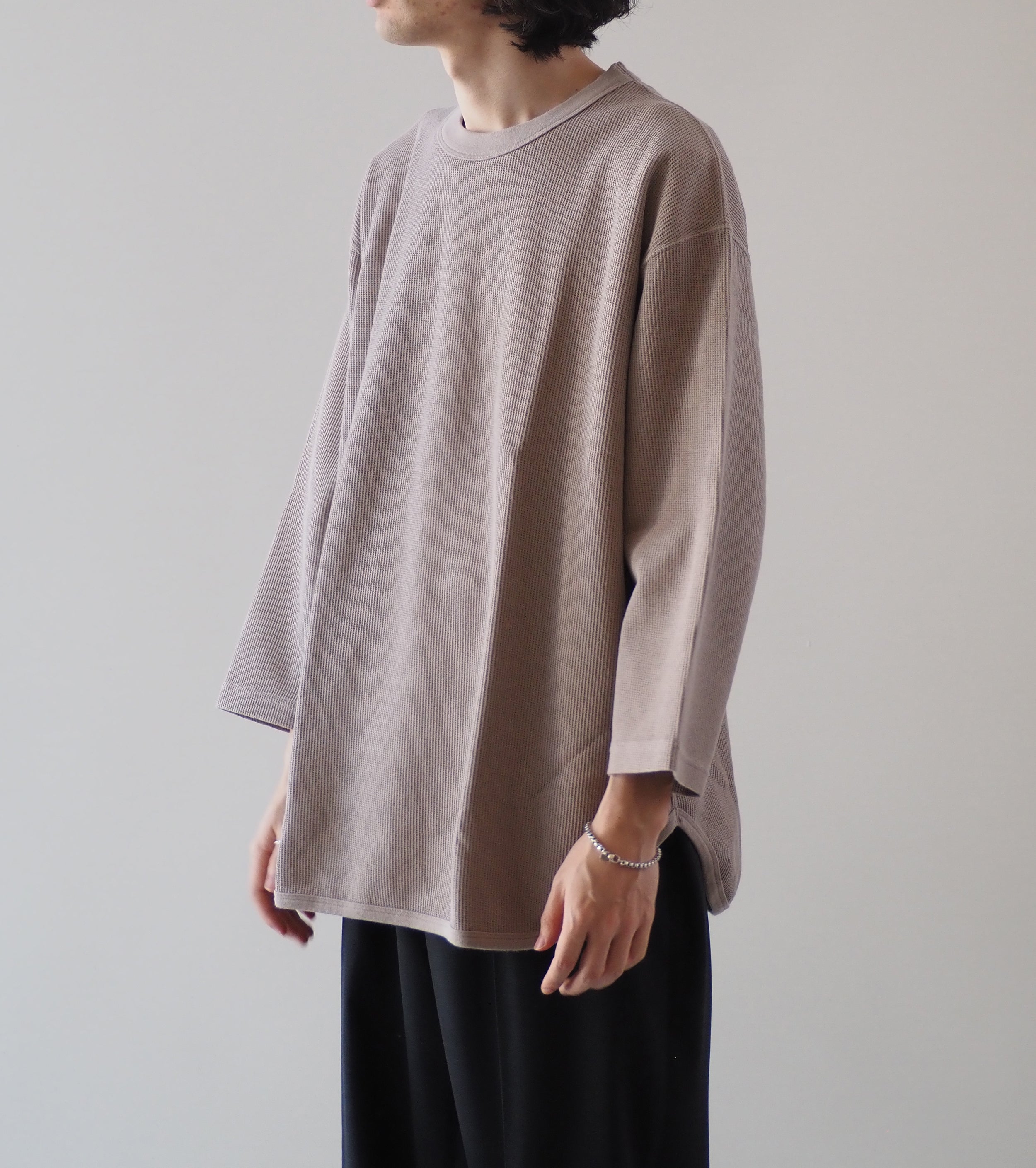 Blurhms Root Stock ラフ＆スムース サーマル ベースボール ティー, Greige