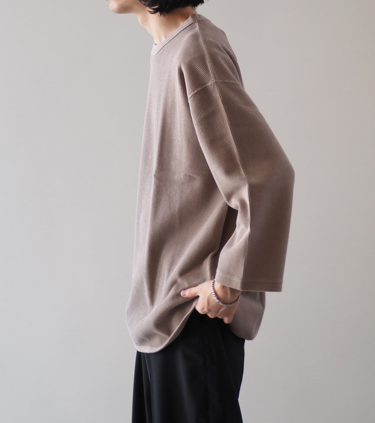 Blurhms Root Stock ラフ＆スムース サーマル ベースボール ティー, Greige