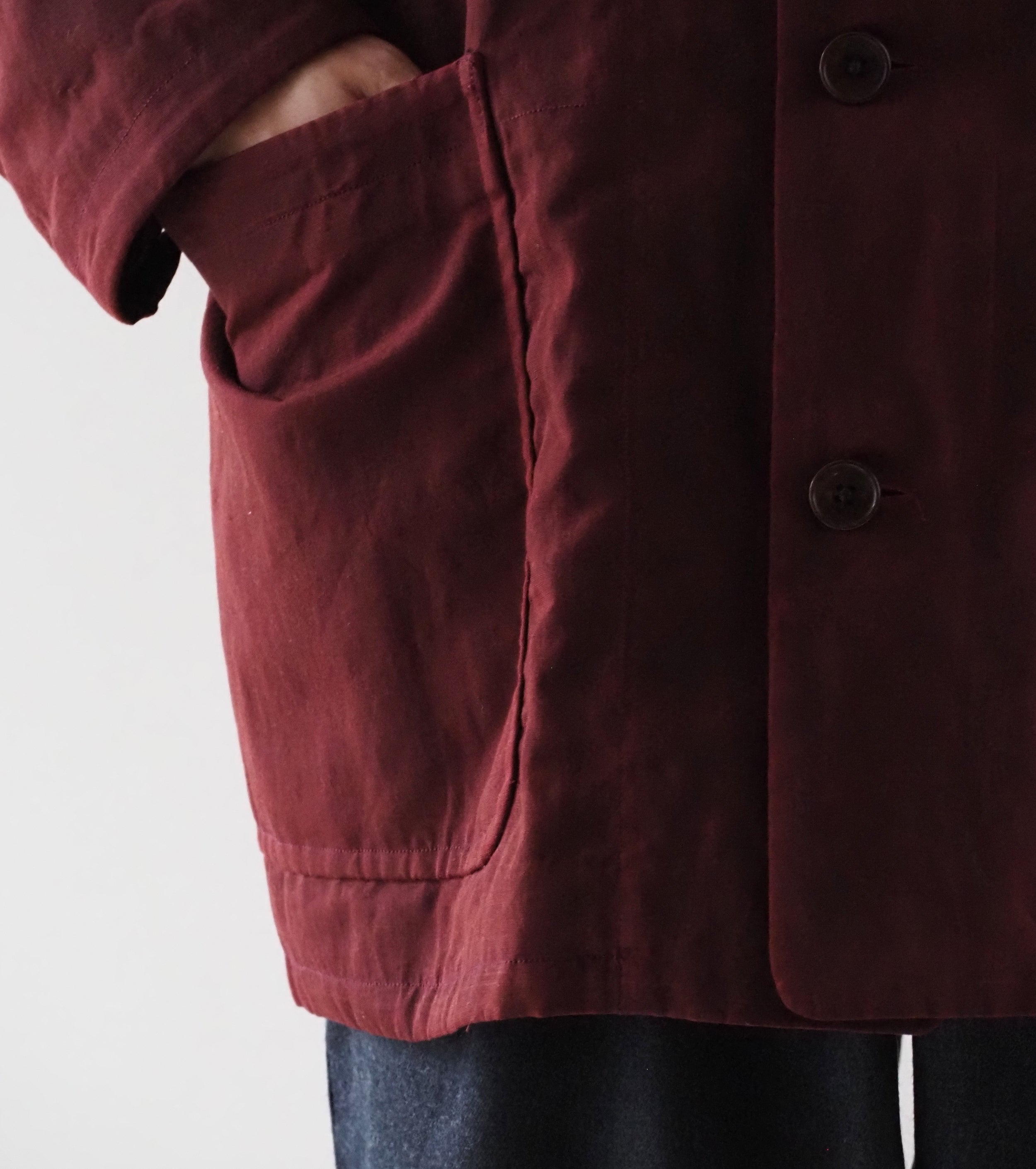 YAECA  CANVAS DESIGN Short Overcoat Oiled  , Red