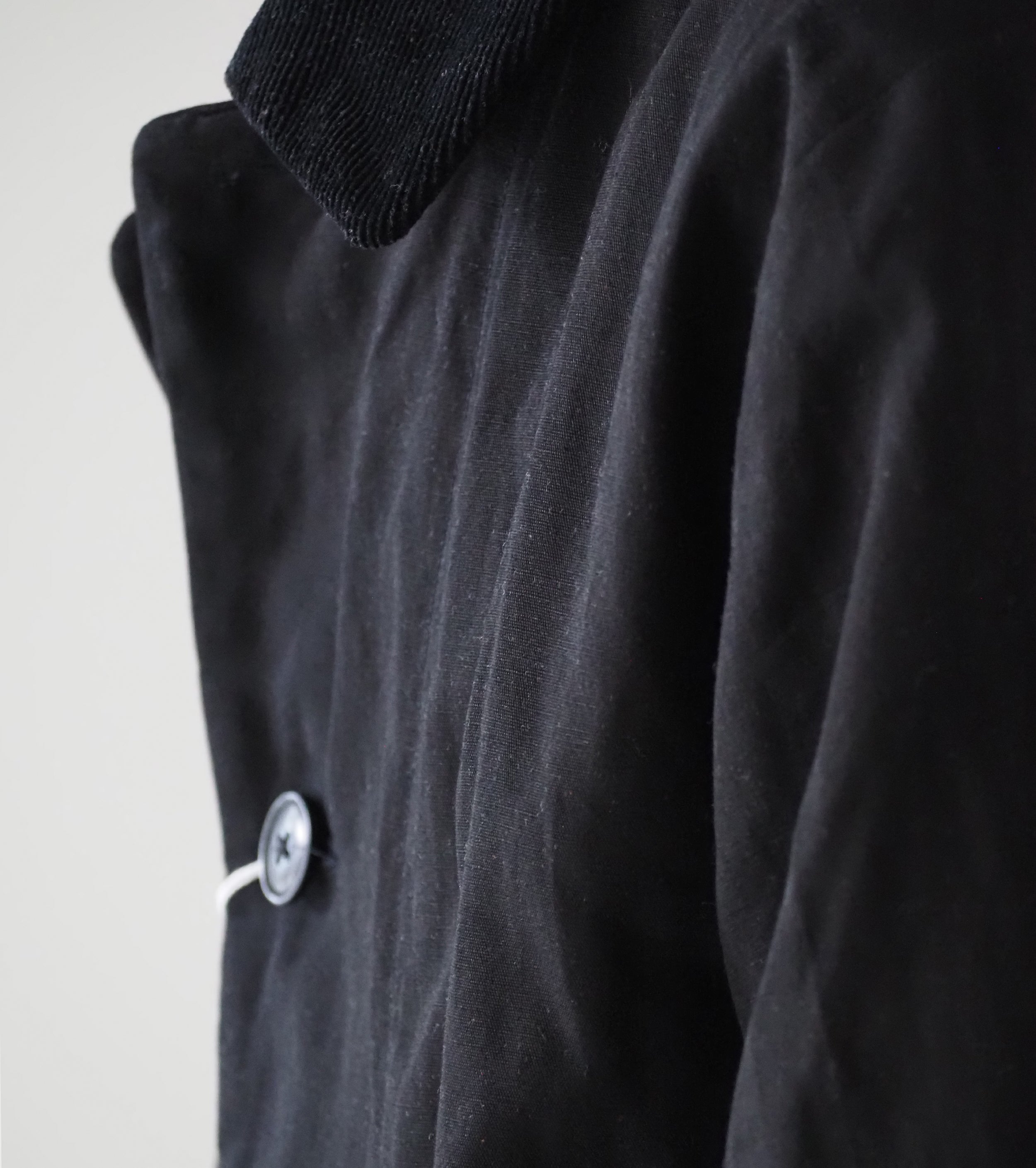 YAECA CANVAS DESIGN ショート オーバー コート オイルド , Black