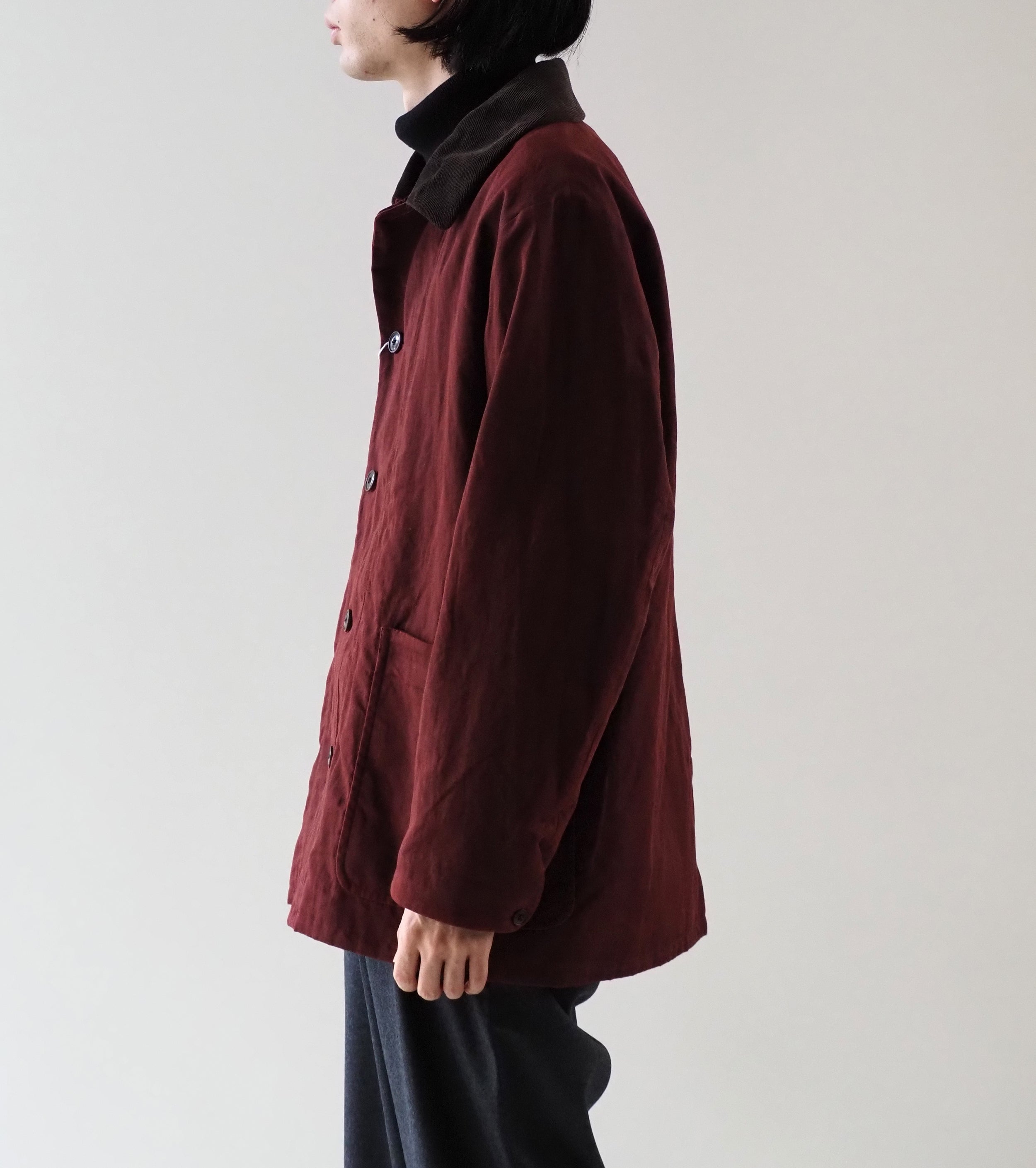 YAECA  CANVAS DESIGN Short Overcoat Oiled  , Red