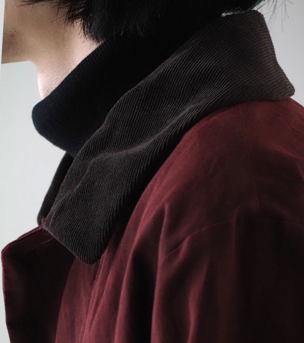 YAECA  CANVAS DESIGN Short Overcoat Oiled  , Red