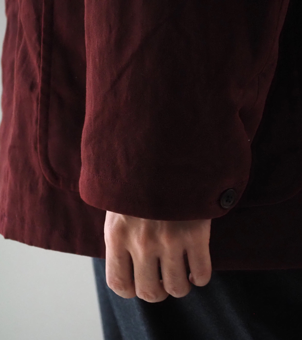 YAECA  CANVAS DESIGN Short Overcoat Oiled  , Red