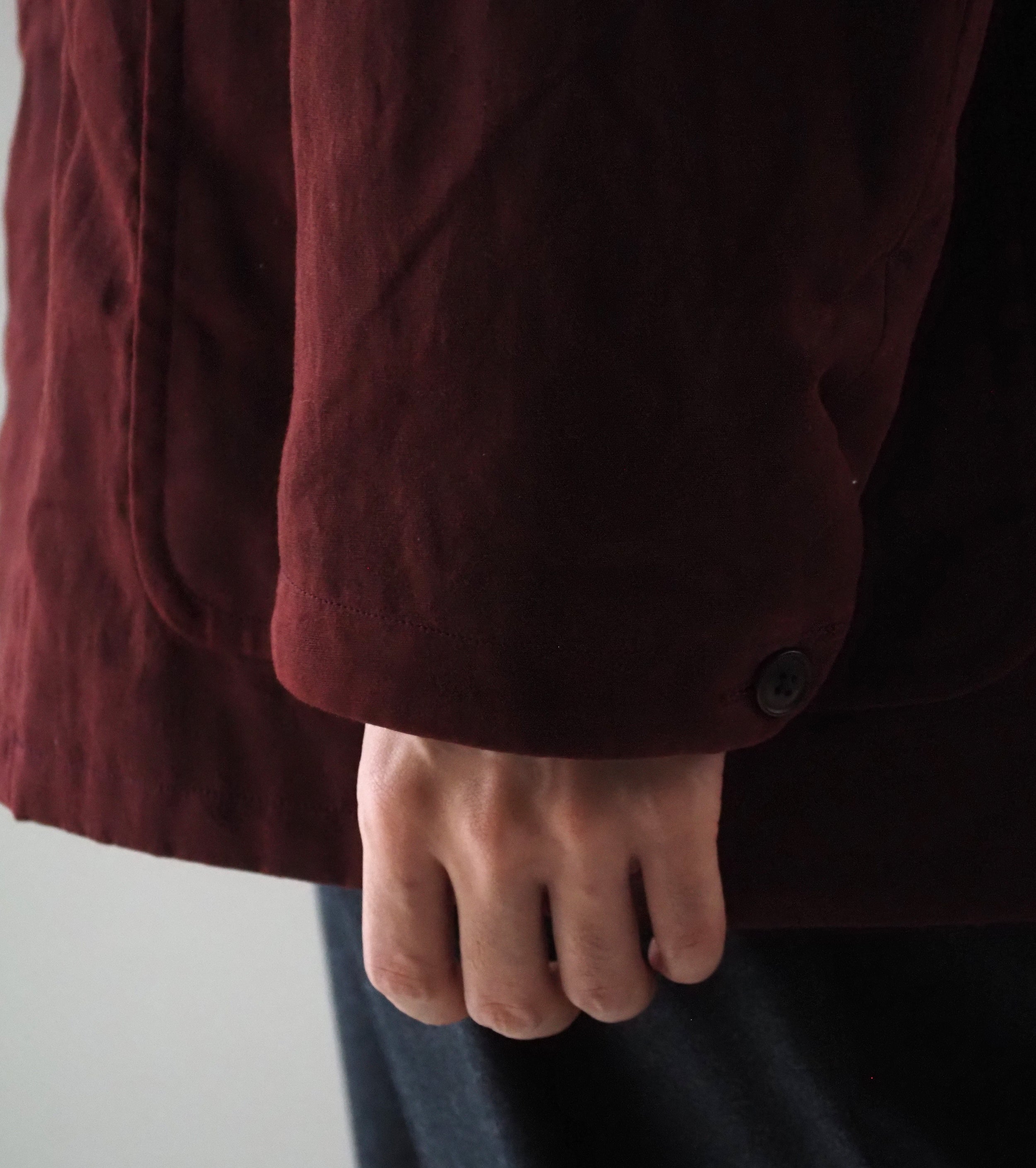 YAECA  CANVAS DESIGN Short Overcoat Oiled  , Red